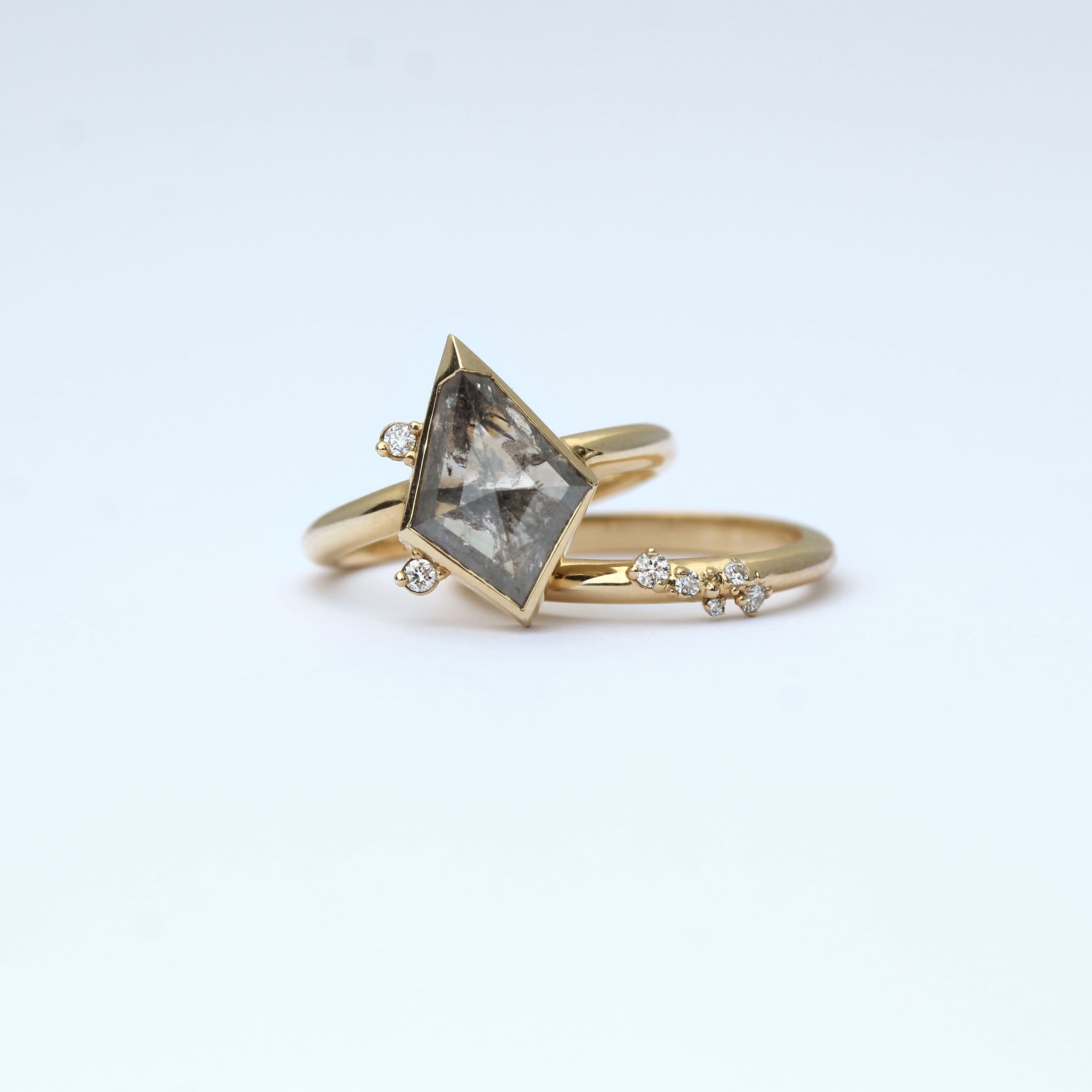 Salt & Pepper Kite Diamond Custom Engagement Ring