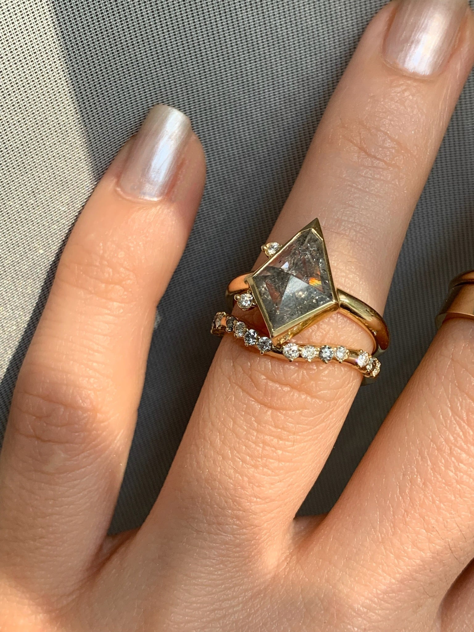 Salt & Pepper Kite Diamond Custom Engagement Ring