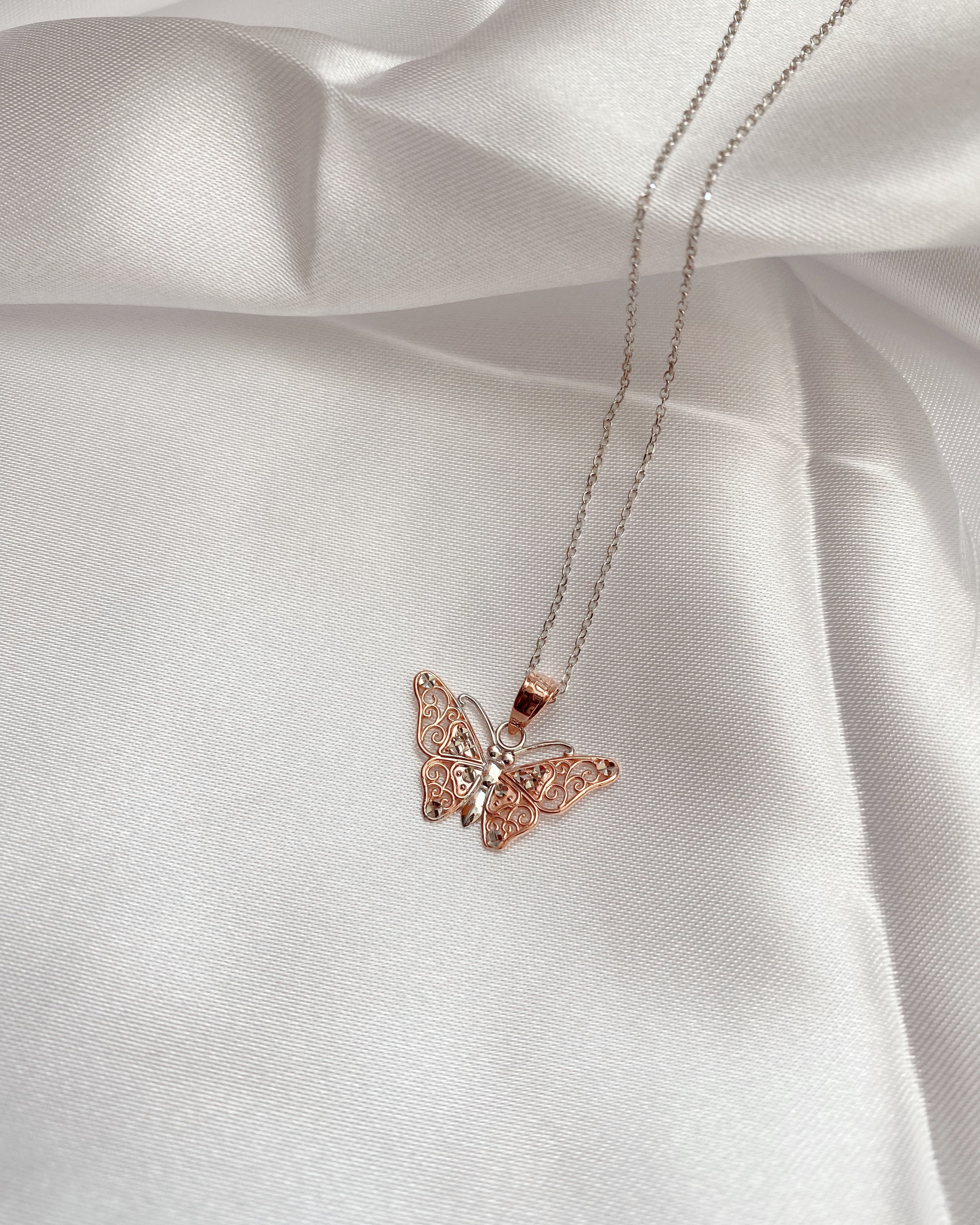 Small Rose Gold Butterfly Necklace