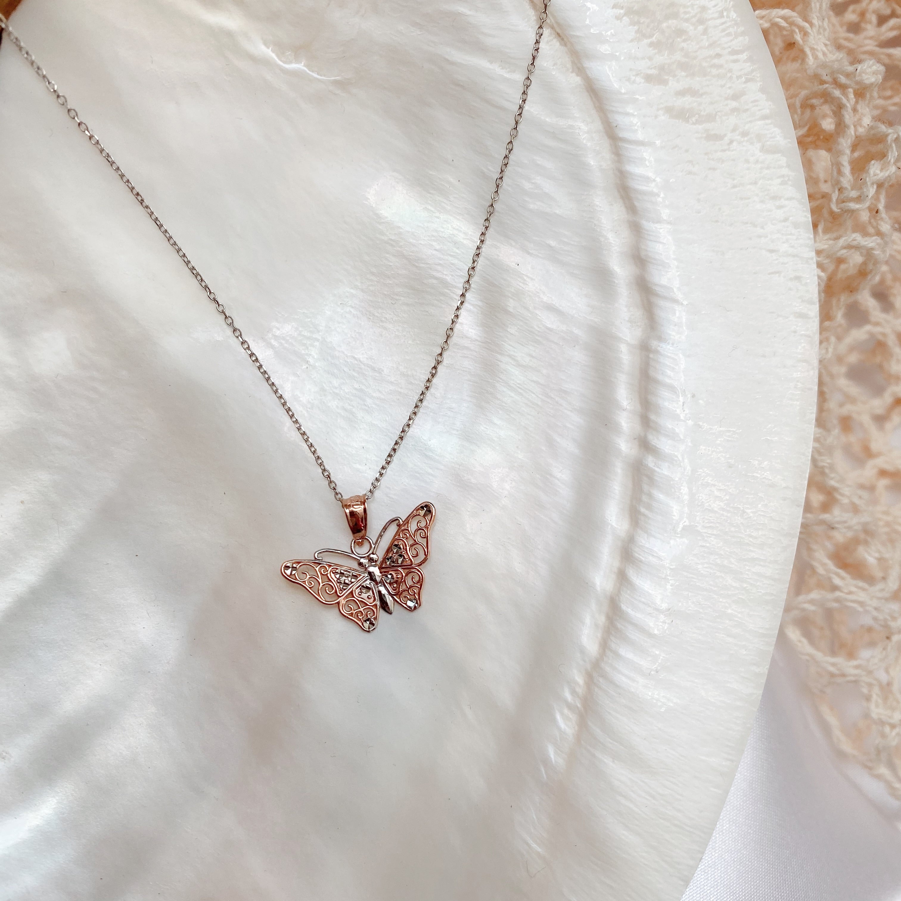 Small Rose Gold Butterfly Necklace