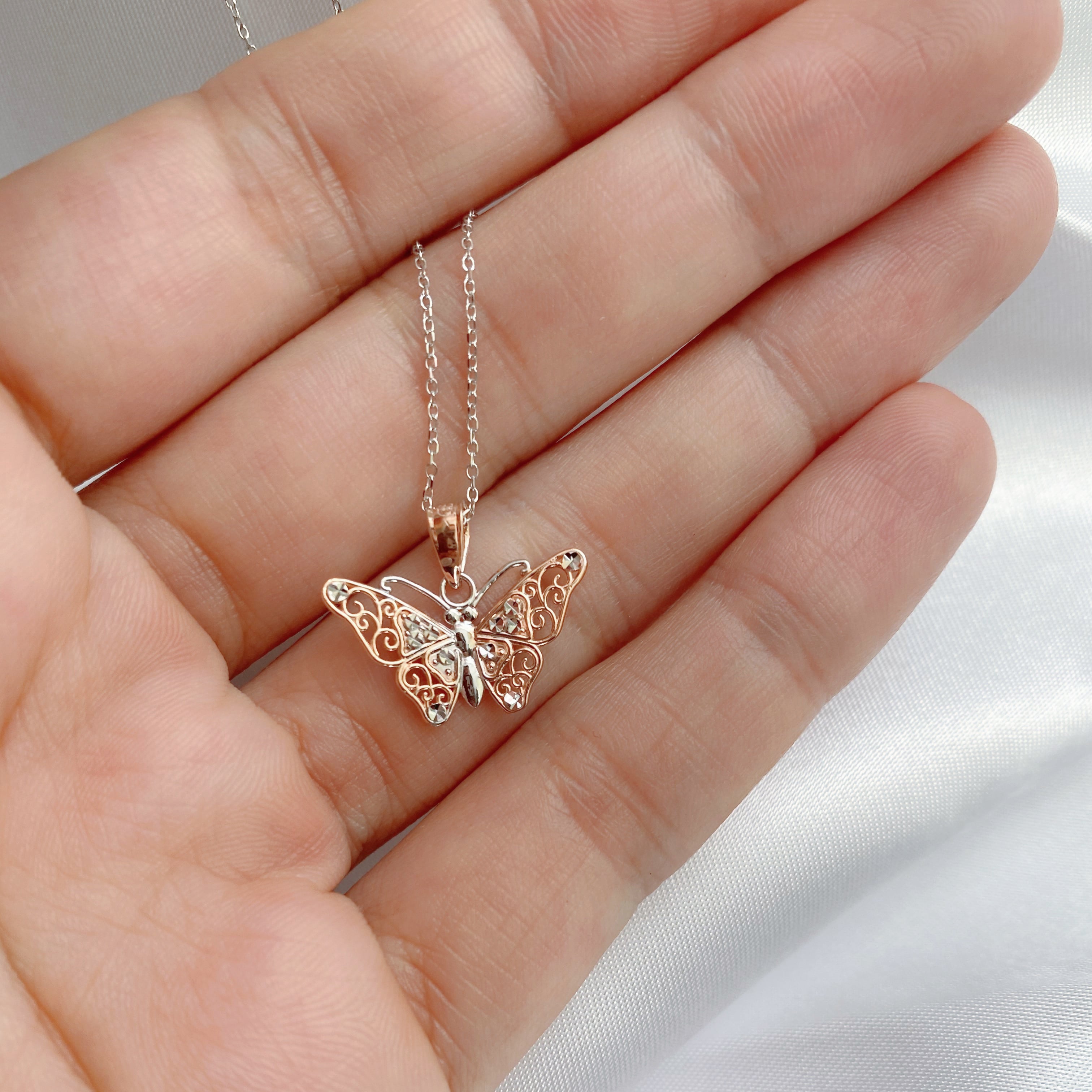 Small Rose Gold Butterfly Necklace