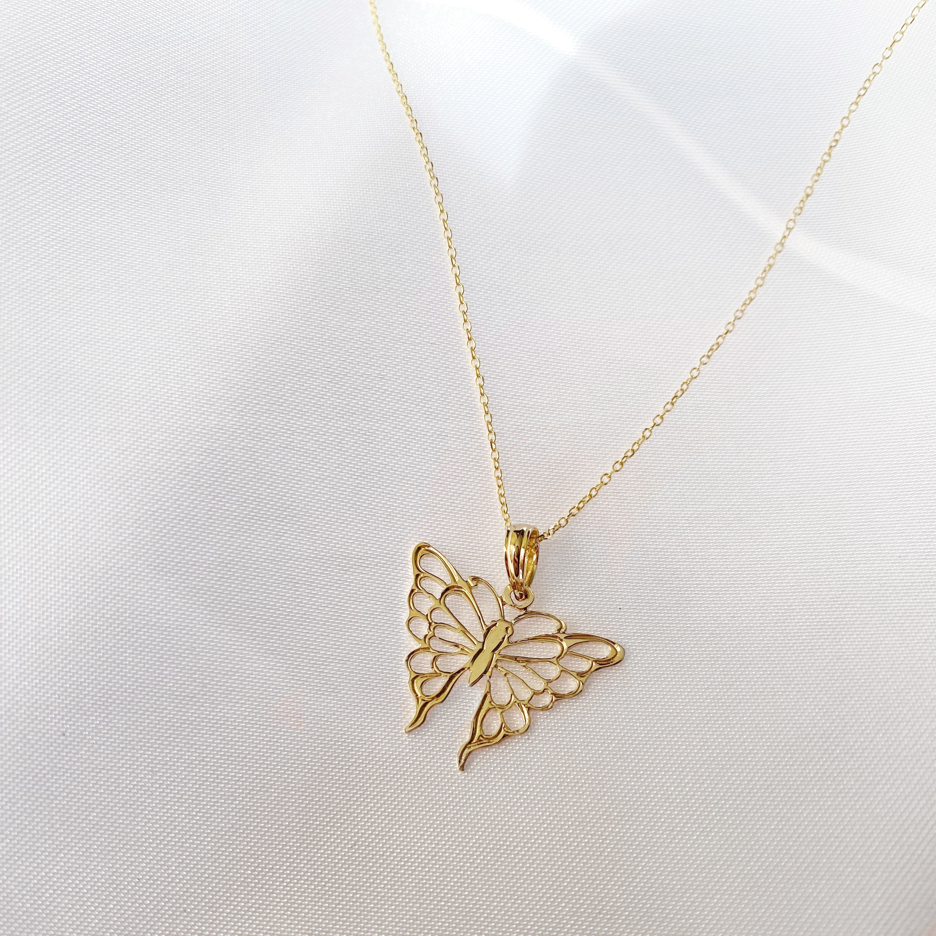 Cut Out Gold Butterfly Necklace