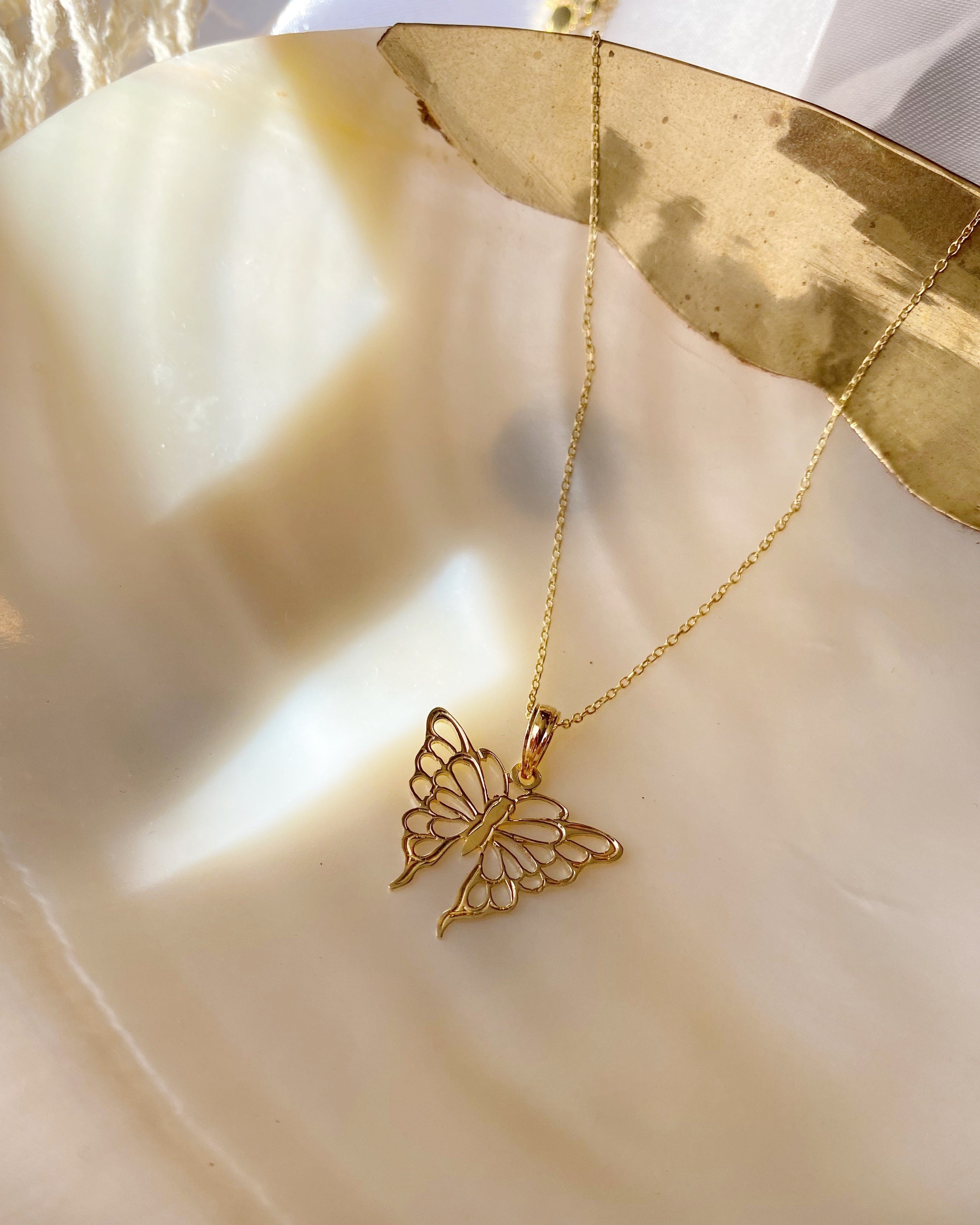 Cut Out Gold Butterfly Necklace