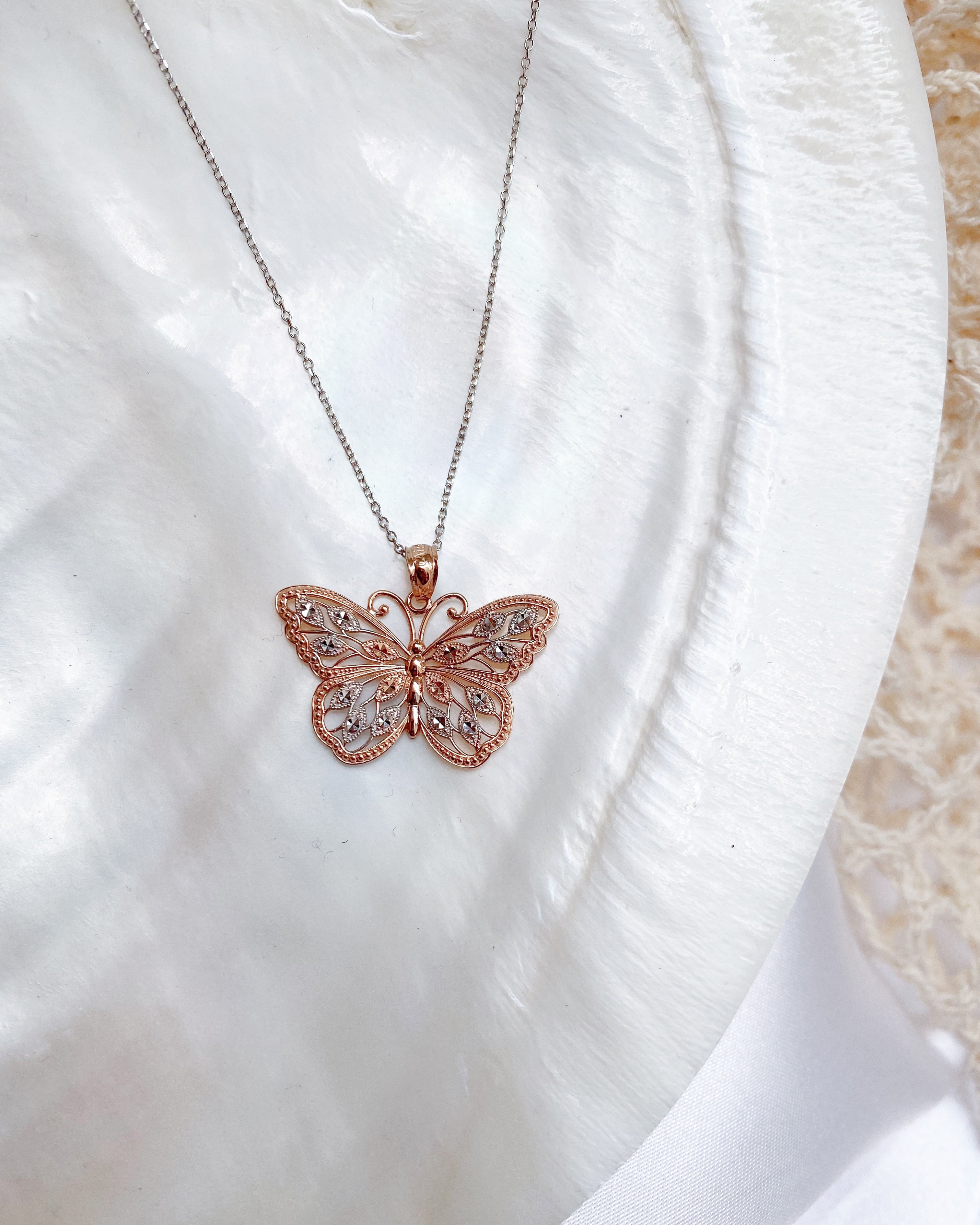 Rose Gold Butterfly Necklace – Kimiya - Main Image