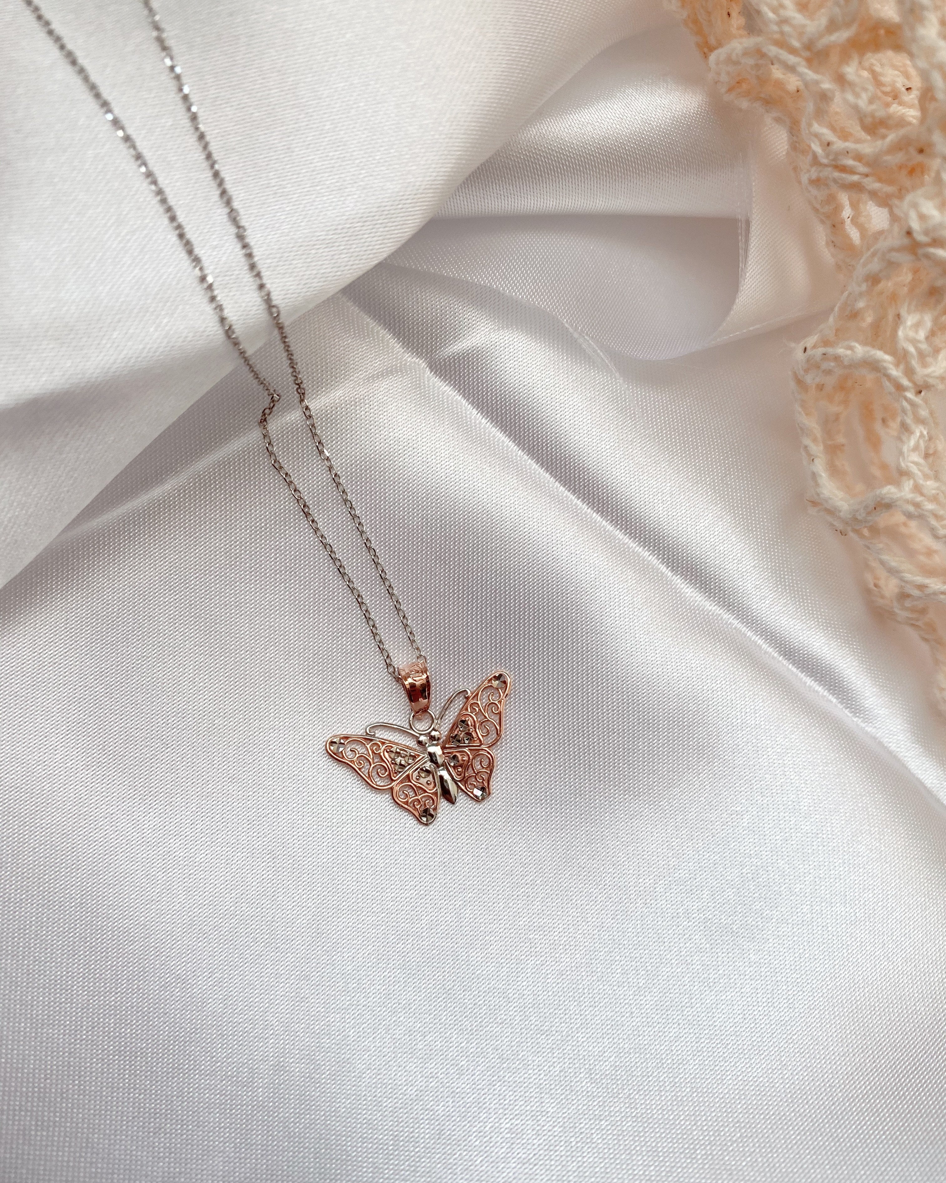 Small Rose Gold Butterfly Necklace