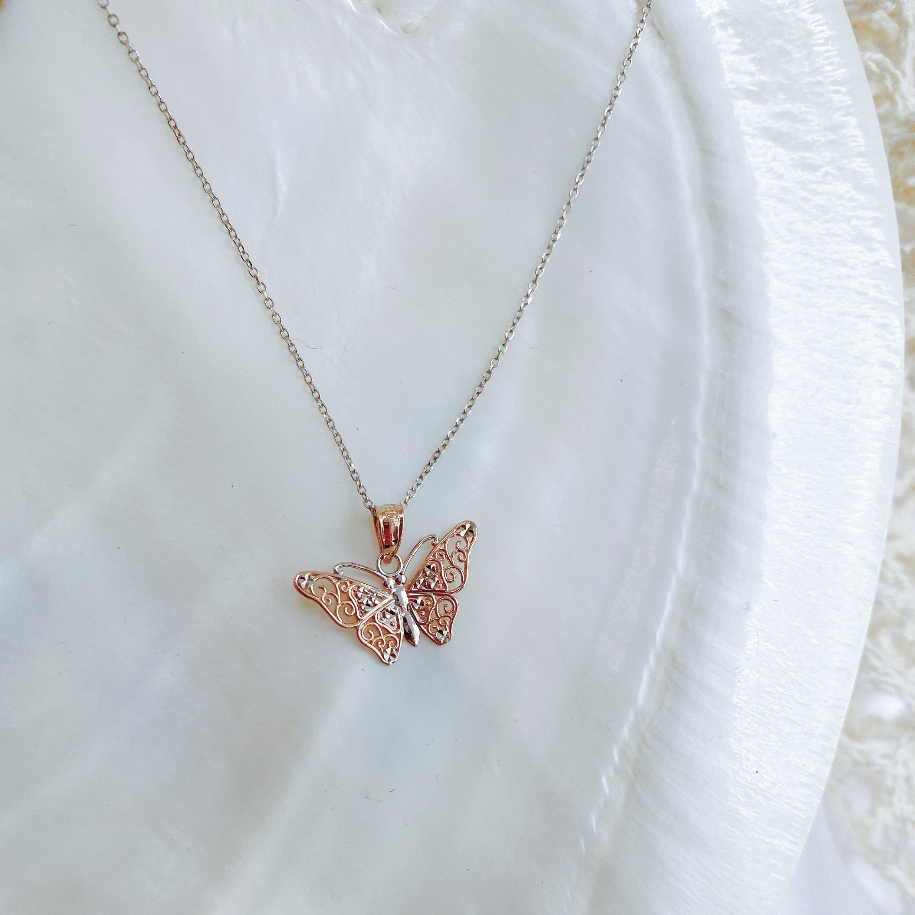 Small Rose Gold Butterfly Necklace