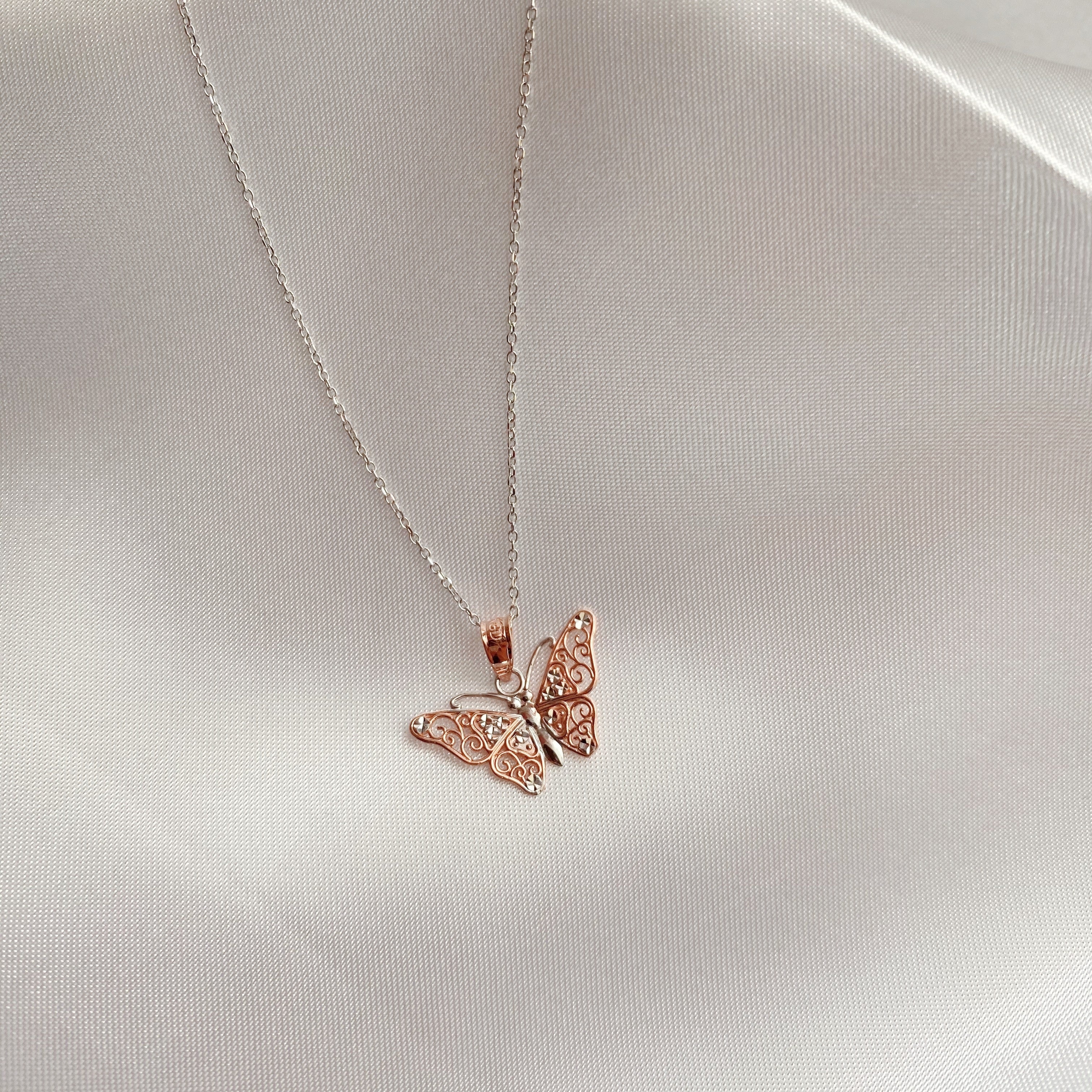 Small Rose Gold Butterfly Necklace