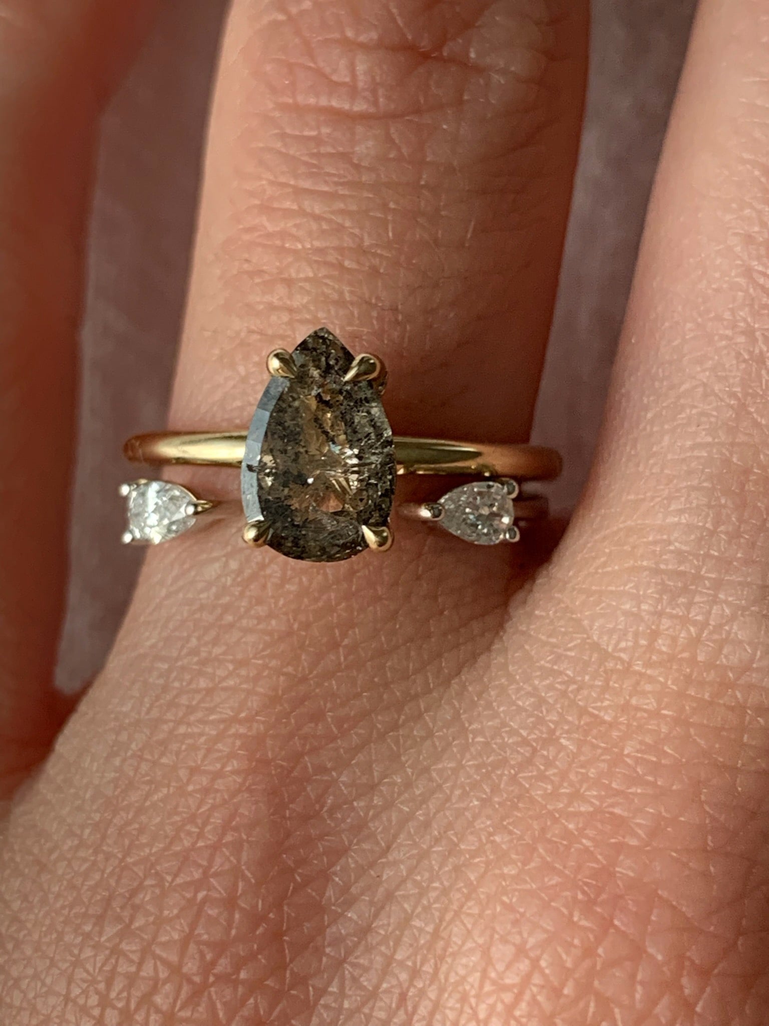 Open Pear Diamond Custom Wedding Band