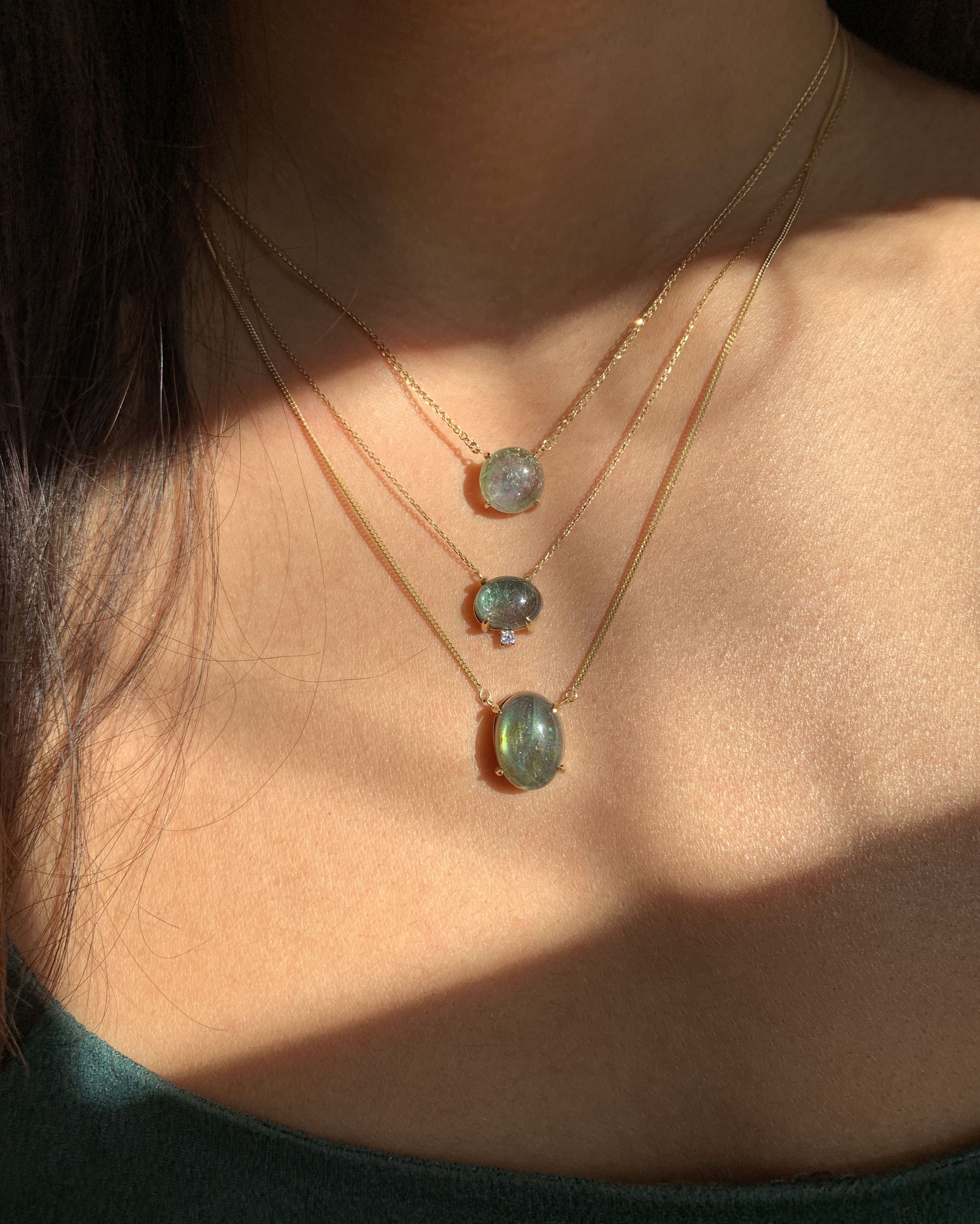 Dainty Tourmaline and Diamond Necklace