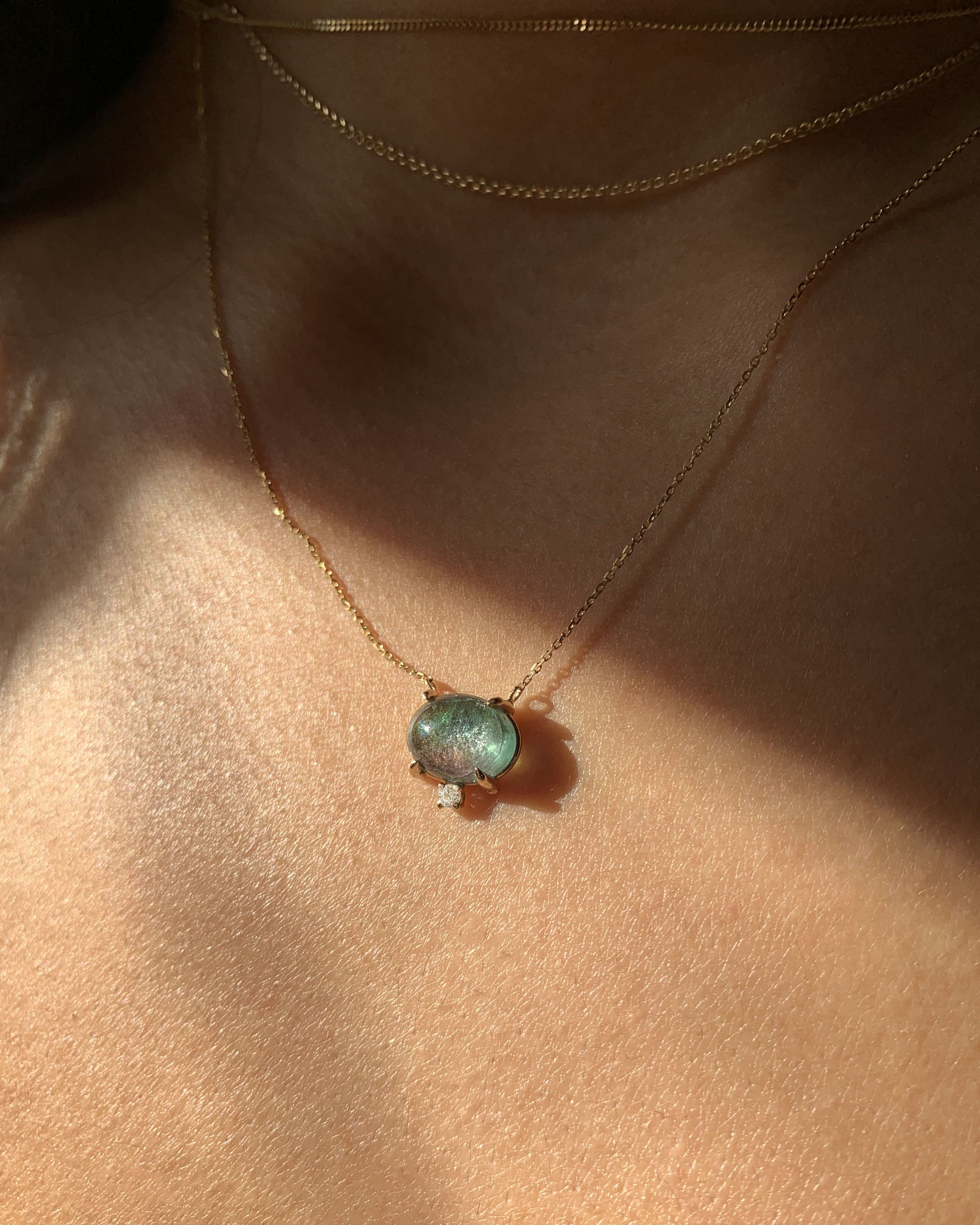 Dainty Tourmaline and Diamond Necklace