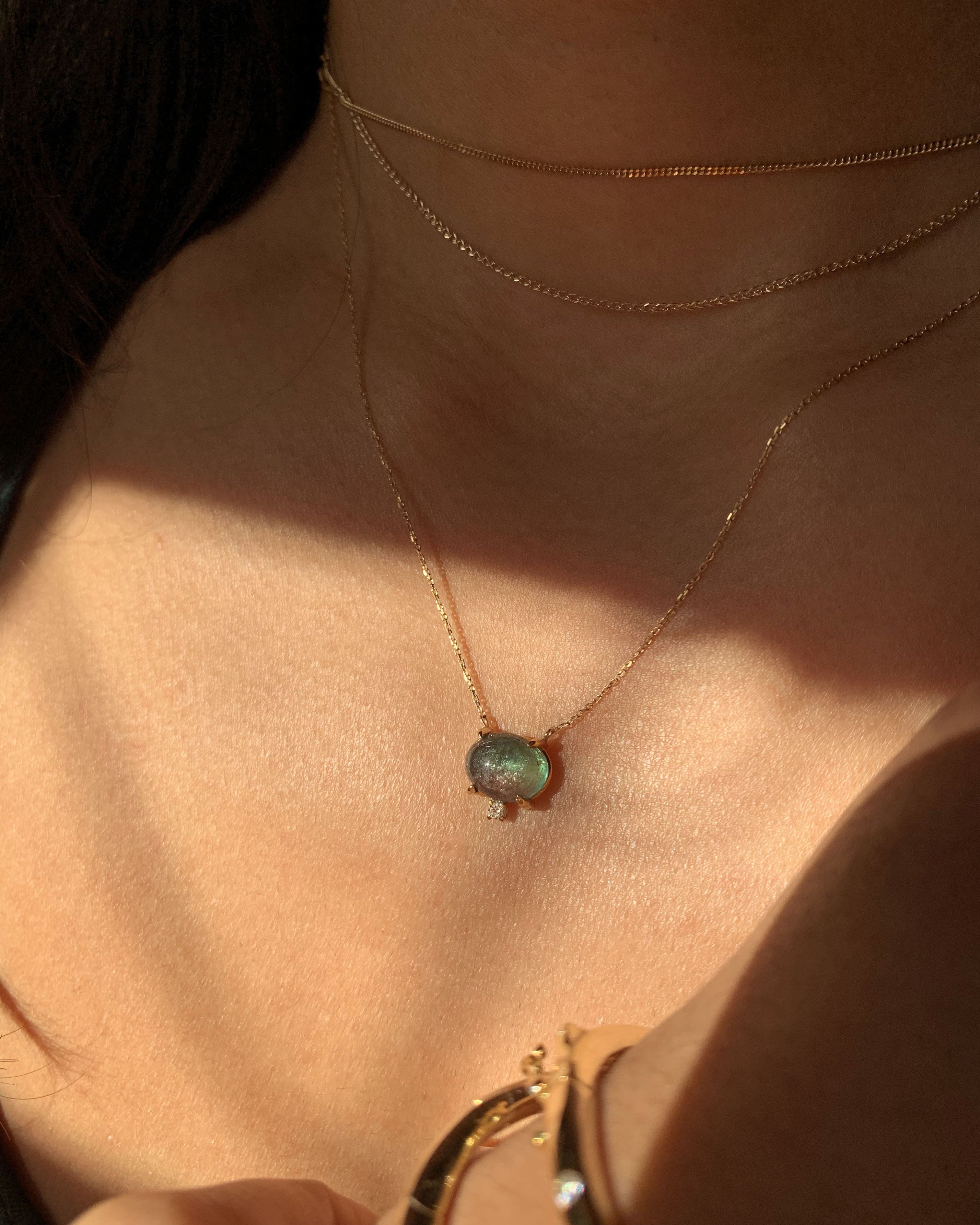 Dainty Tourmaline and Diamond Necklace