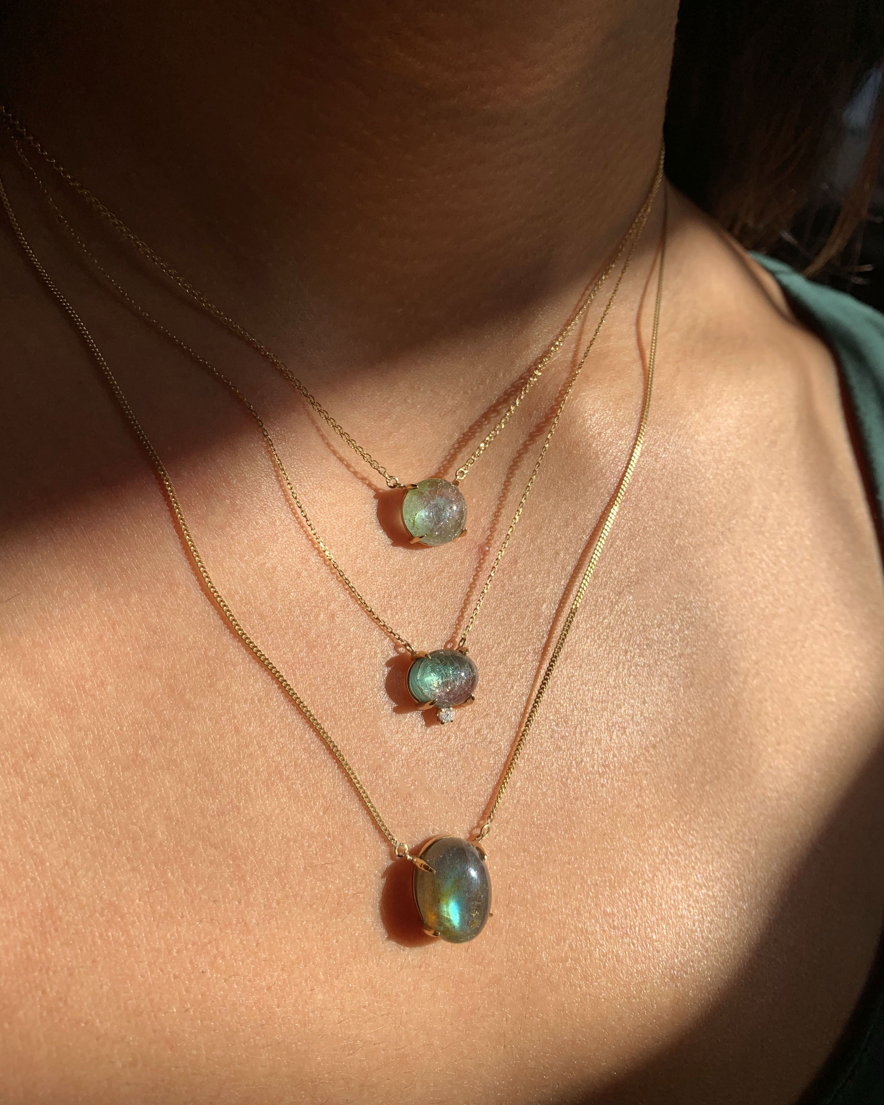 Dainty Tourmaline and Diamond Necklace