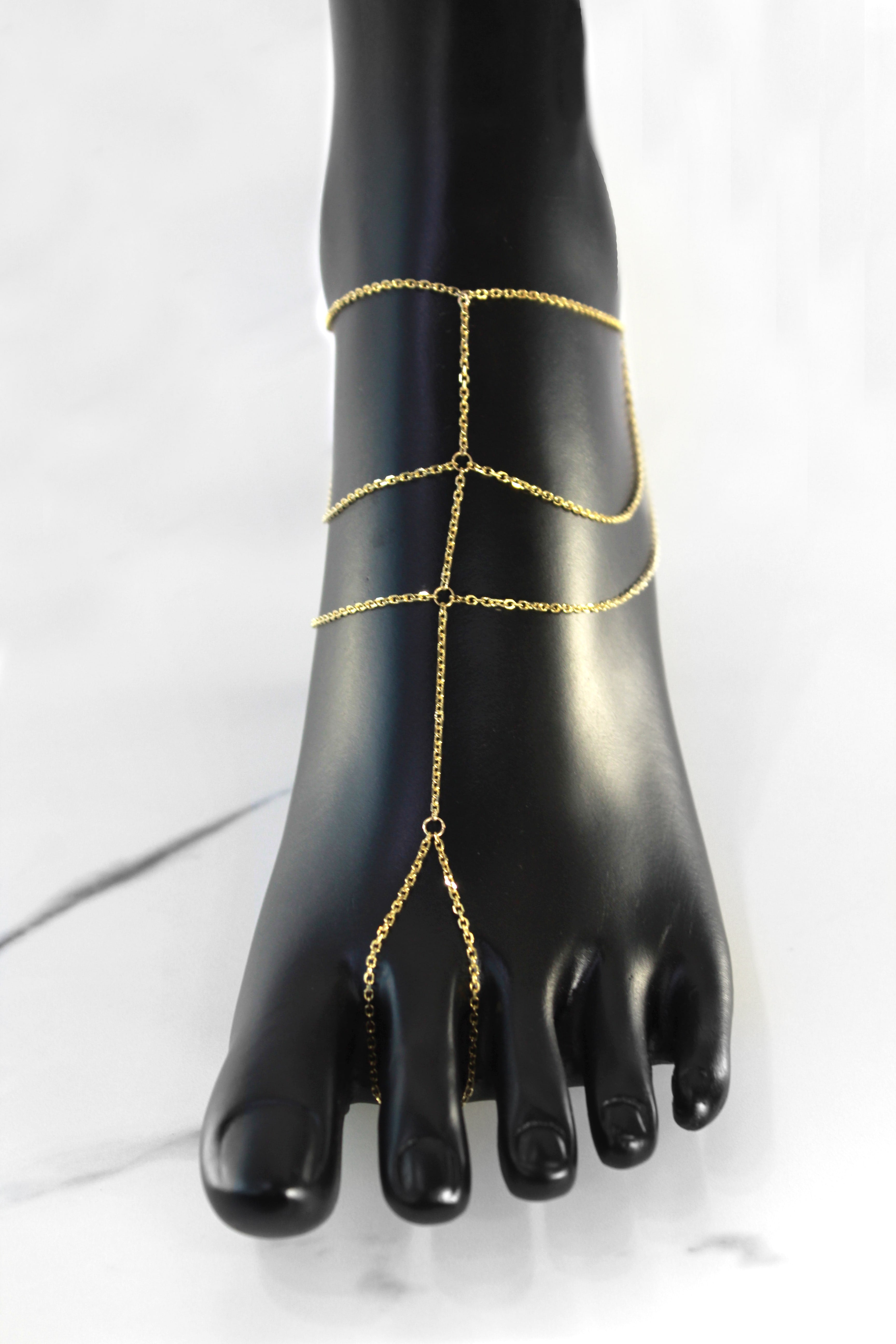 14k Solid Gold Aliyah Foot Chain