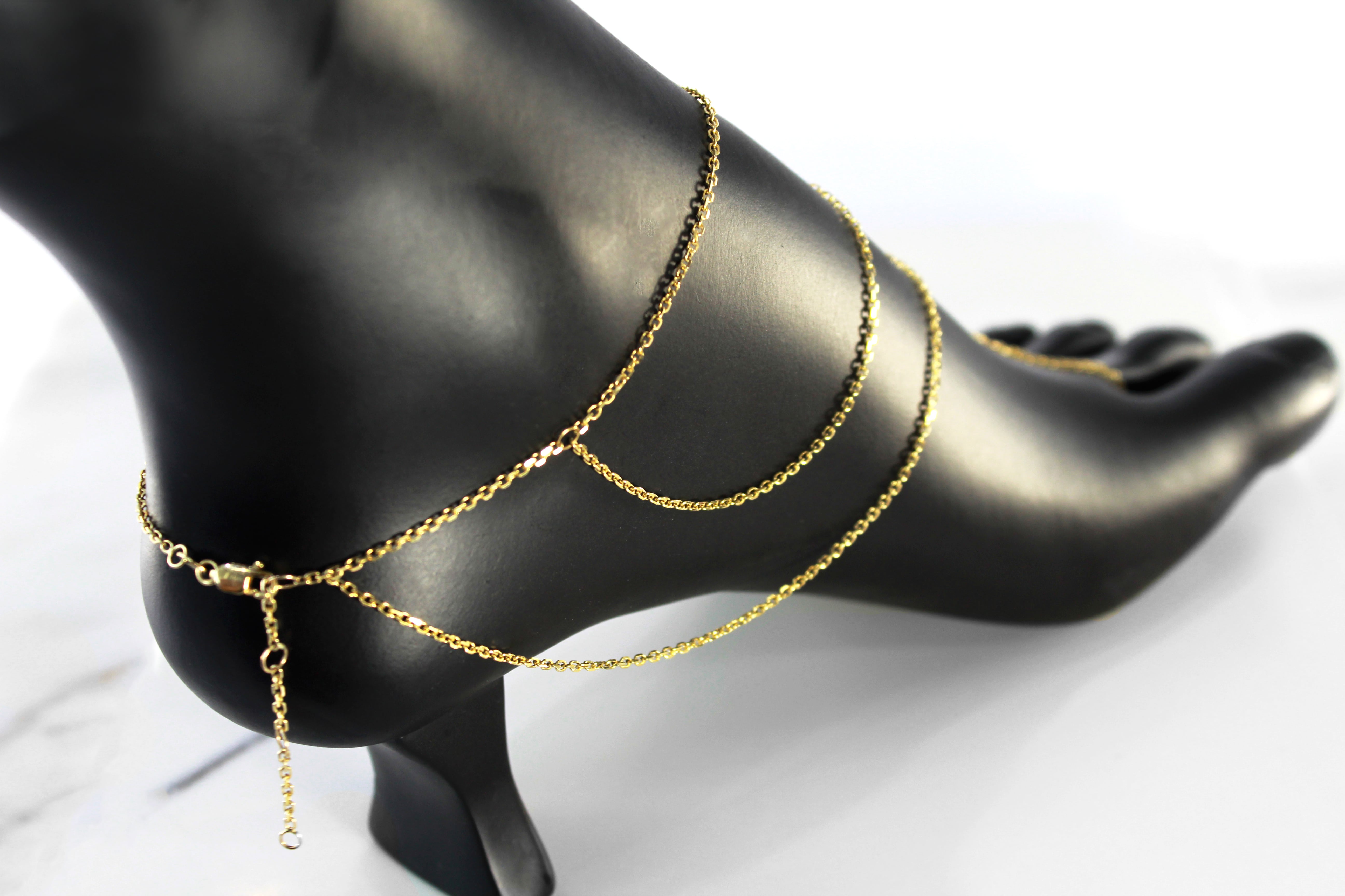 14k Solid Gold Aliyah Foot Chain