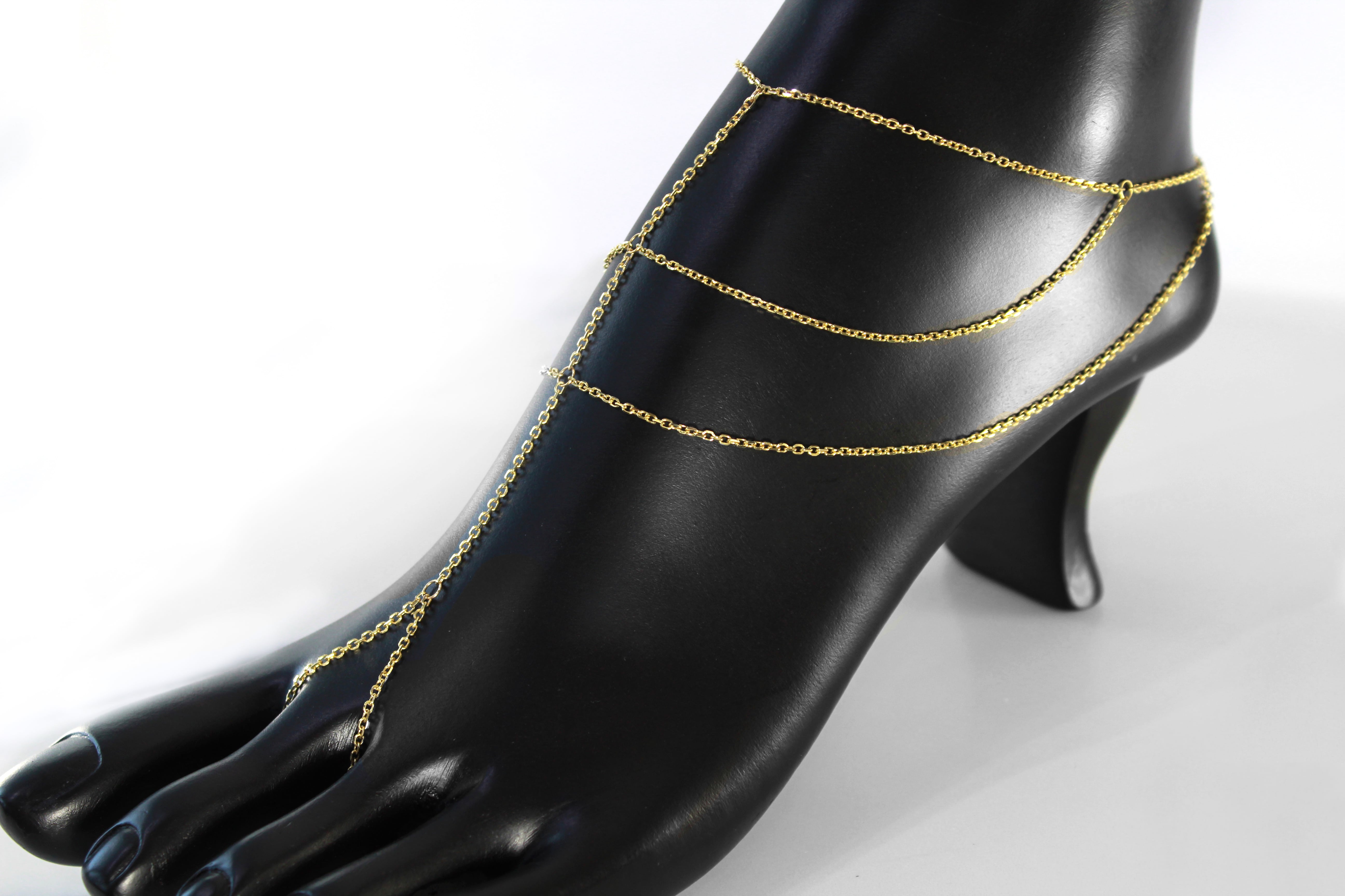 14k Solid Gold Aliyah Foot Chain