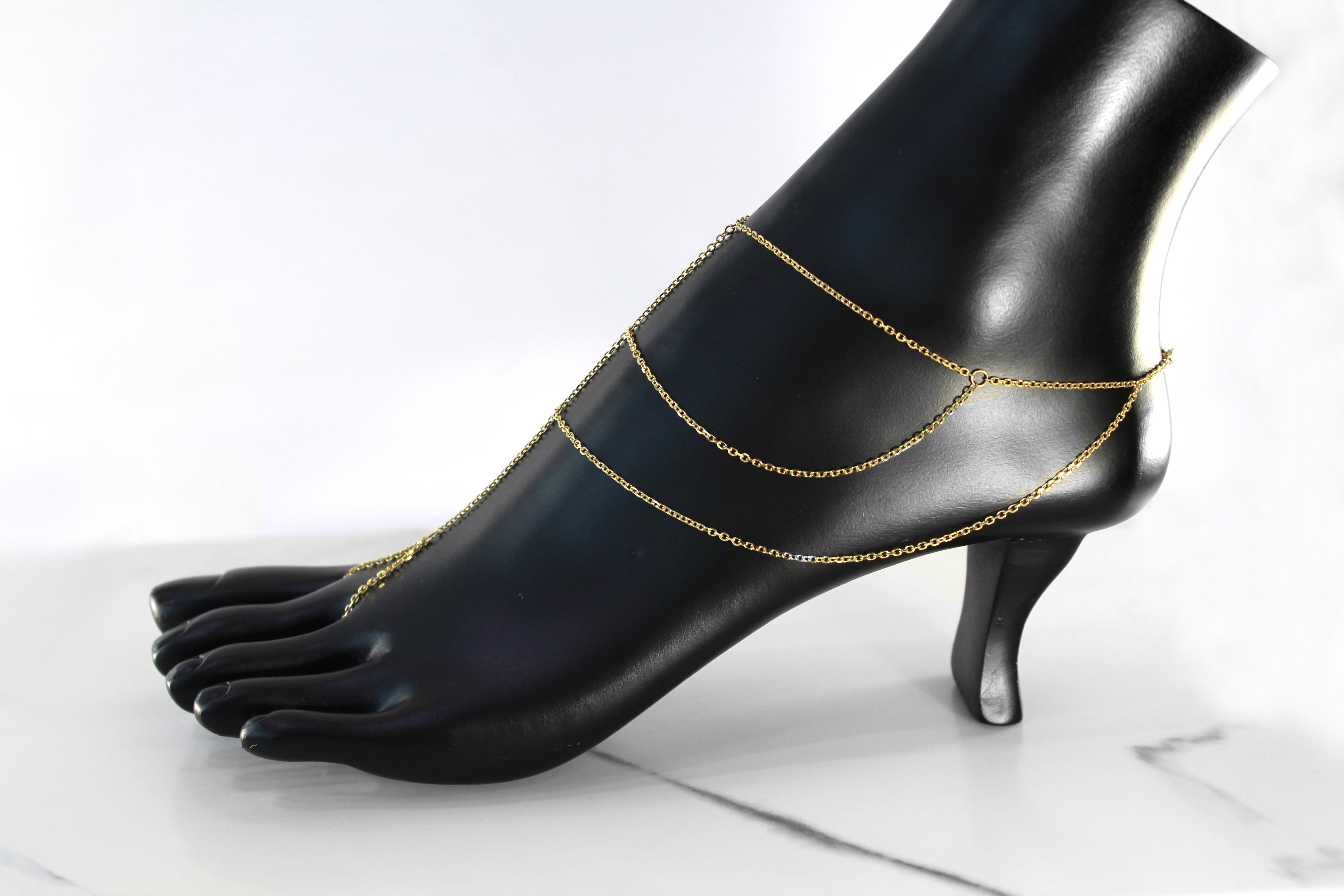14k Solid Gold Aliyah Foot Chain