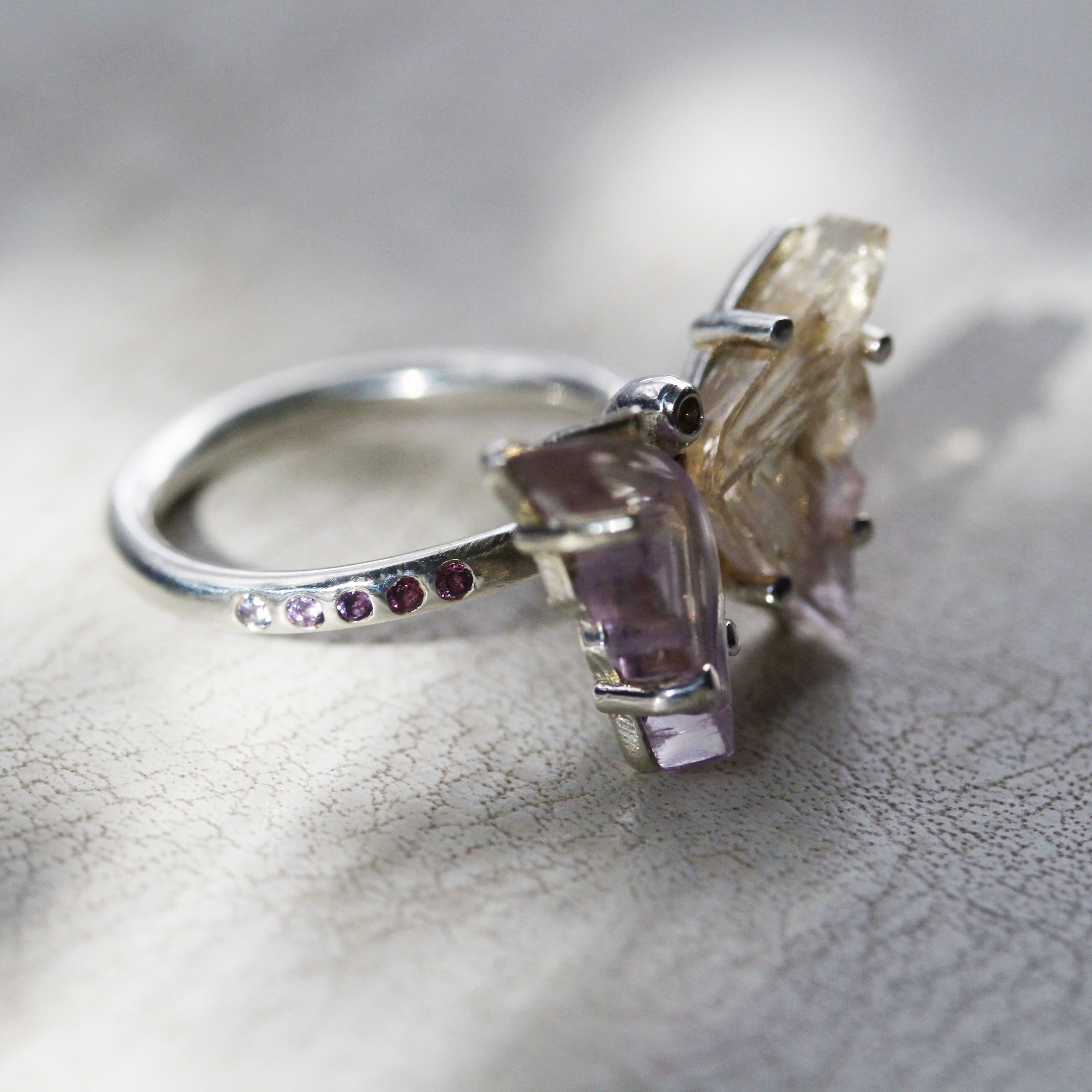 Ametrine Butterfly Ring