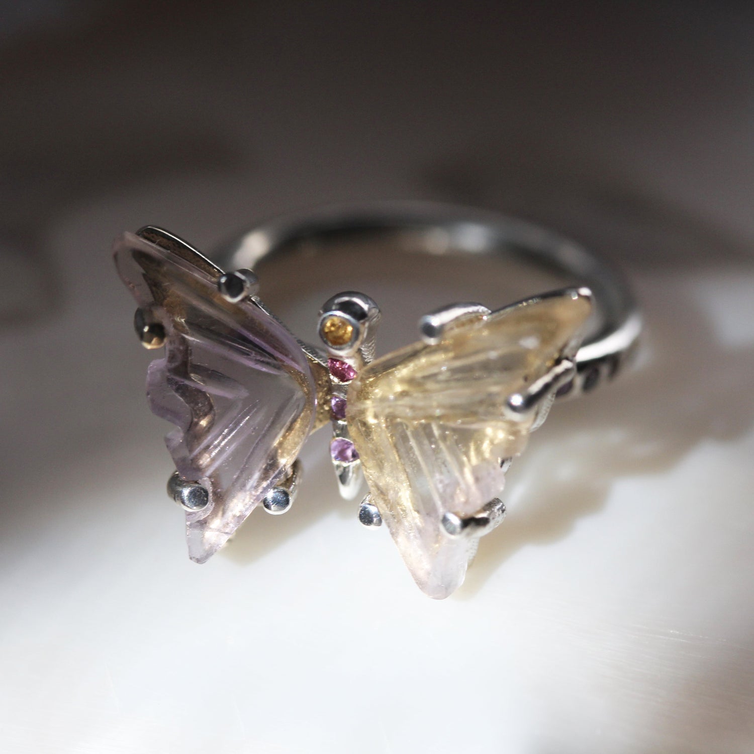 Ametrine Butterfly Ring