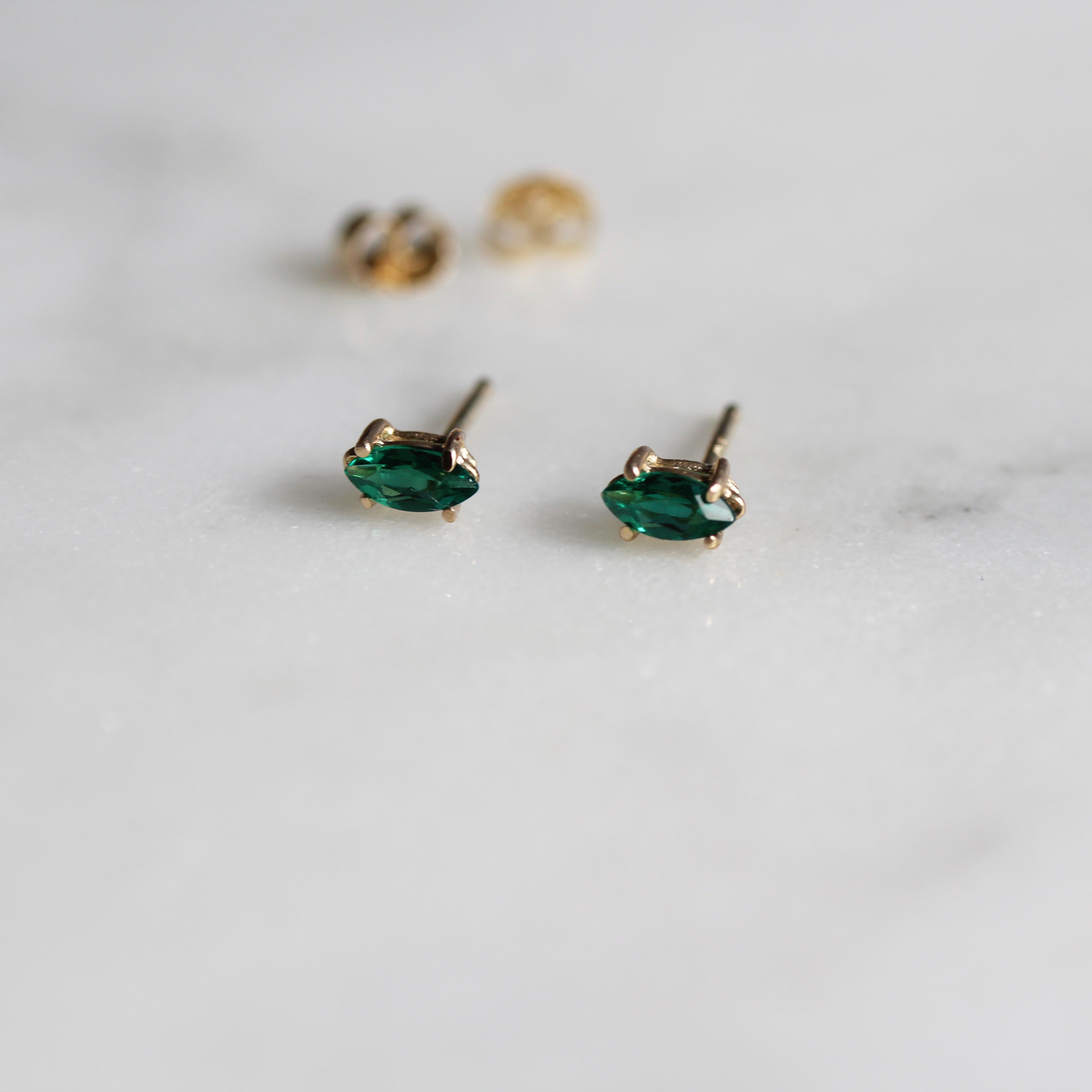 14k Gold Marquise Studs