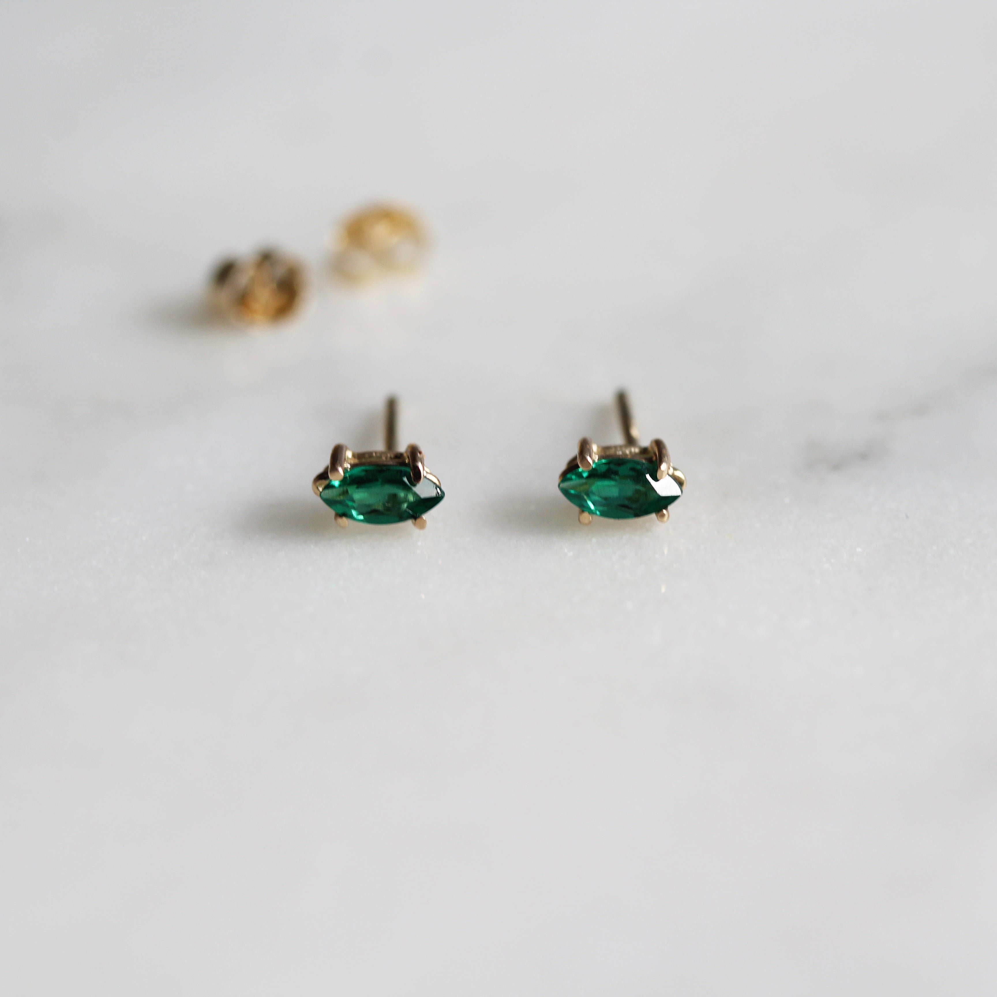 14k Gold Marquise Studs