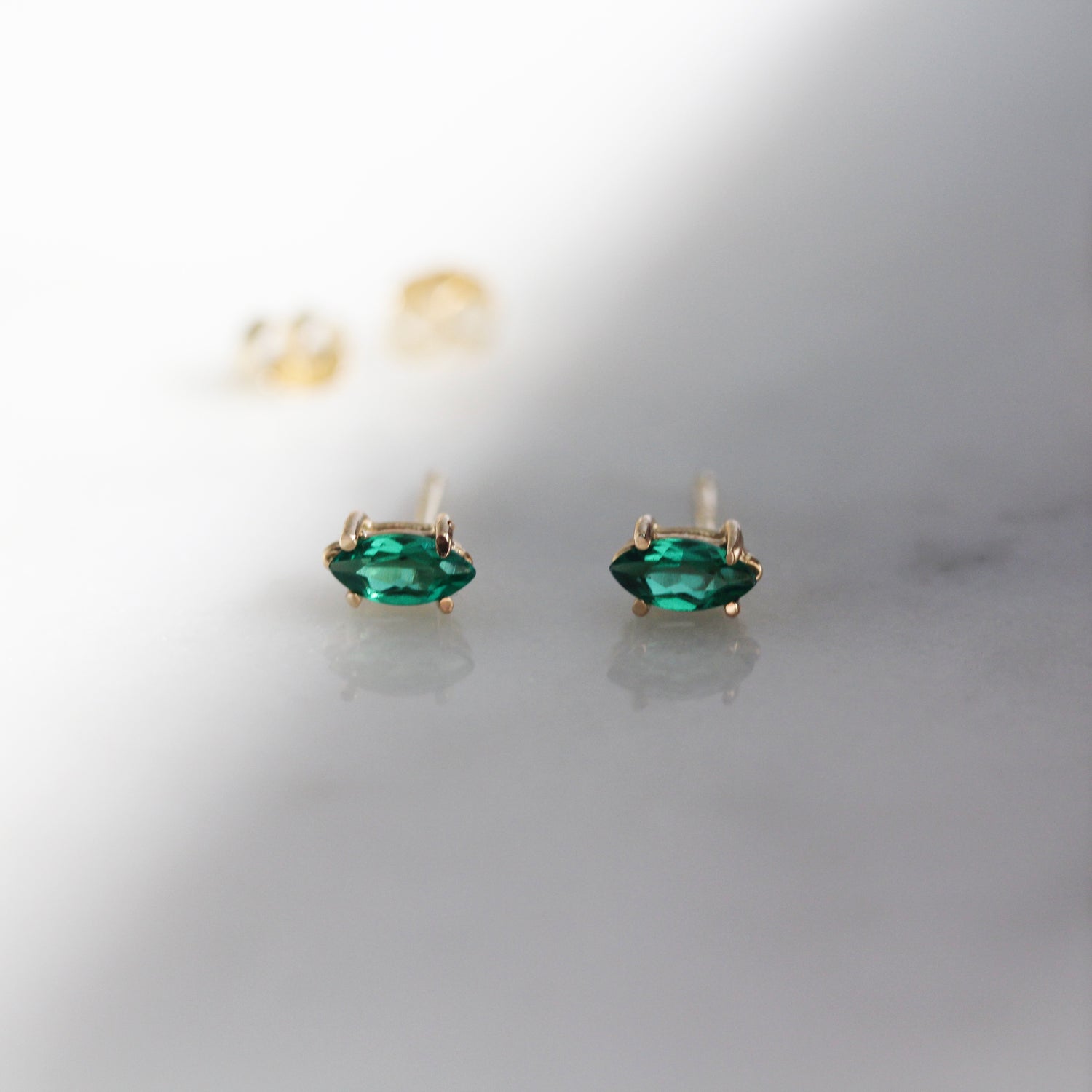 14k Gold Marquise Studs