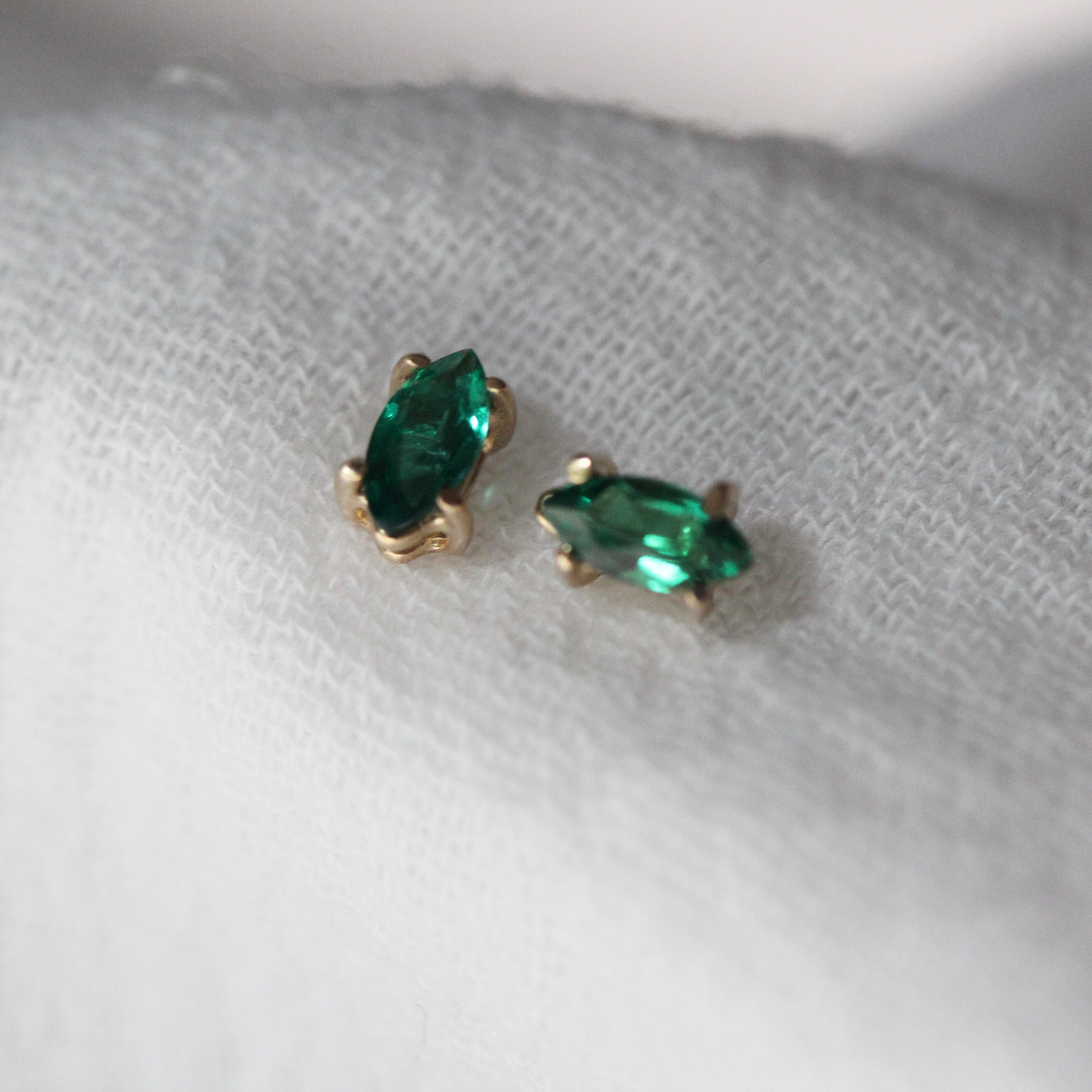 14k Gold Marquise Studs