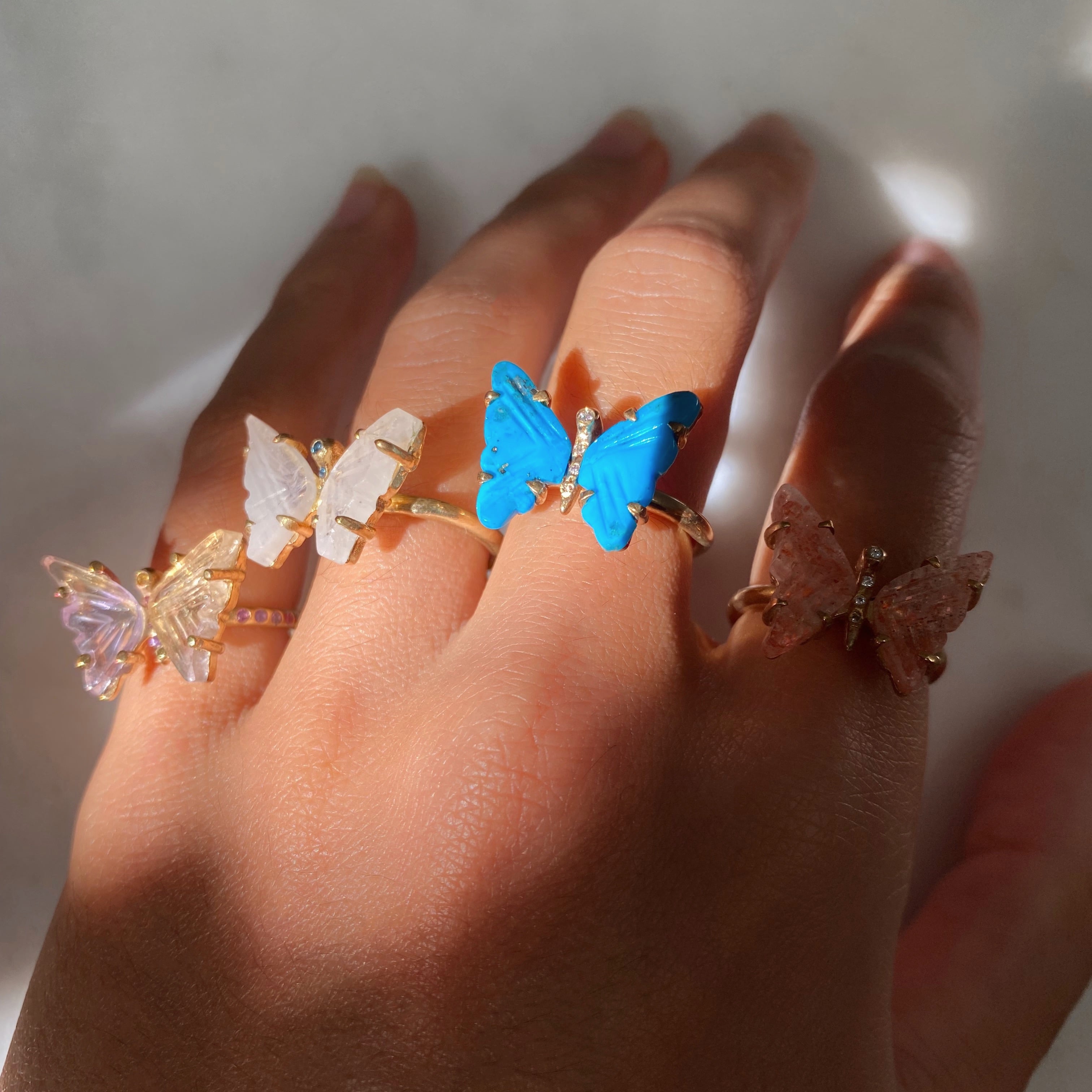 Turquoise and Diamond Butterfly Ring