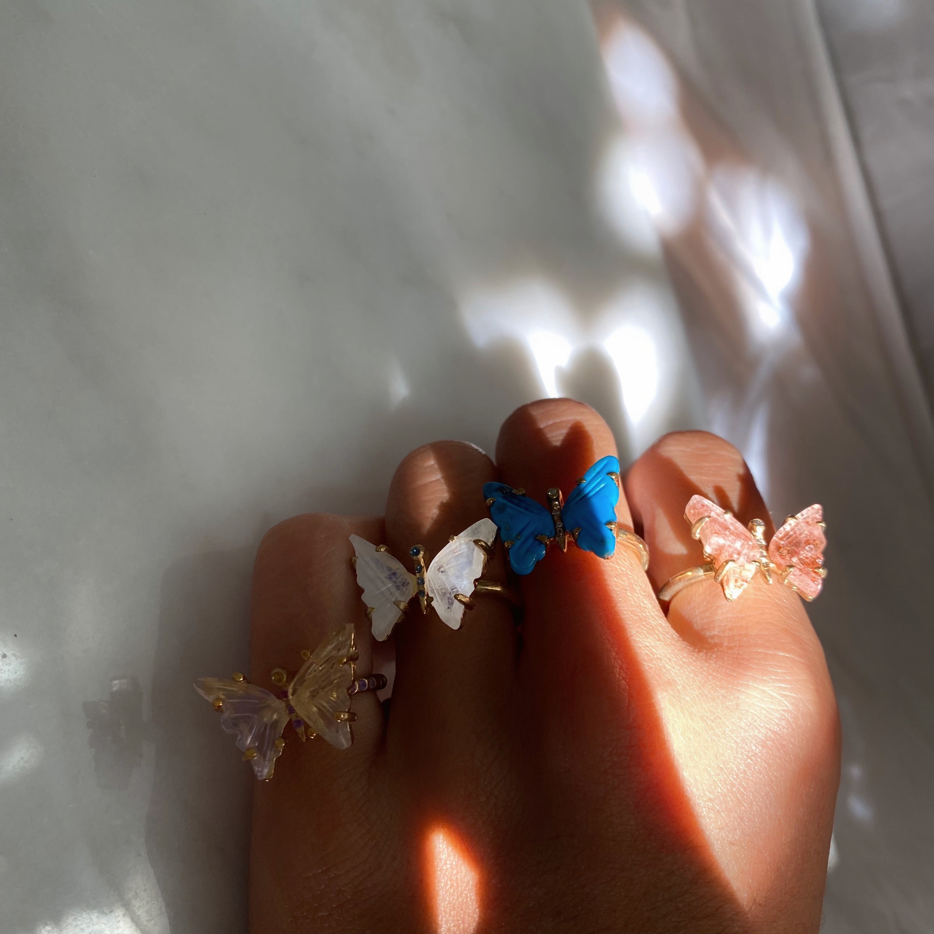Turquoise and Diamond Butterfly Ring