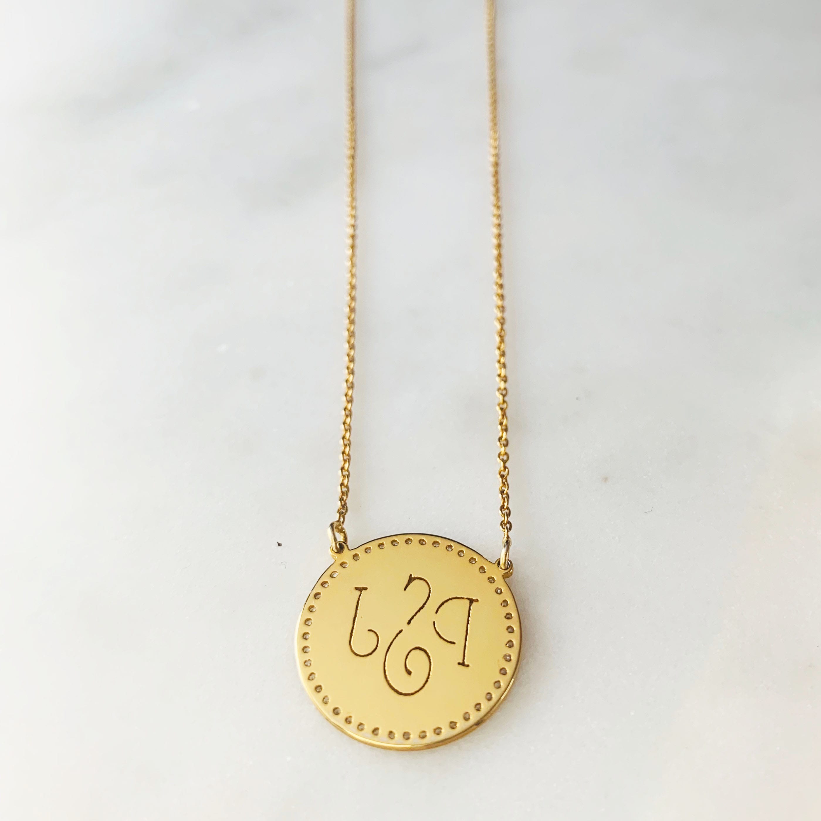 Diamond Medallion Monogram Necklace Kimiya