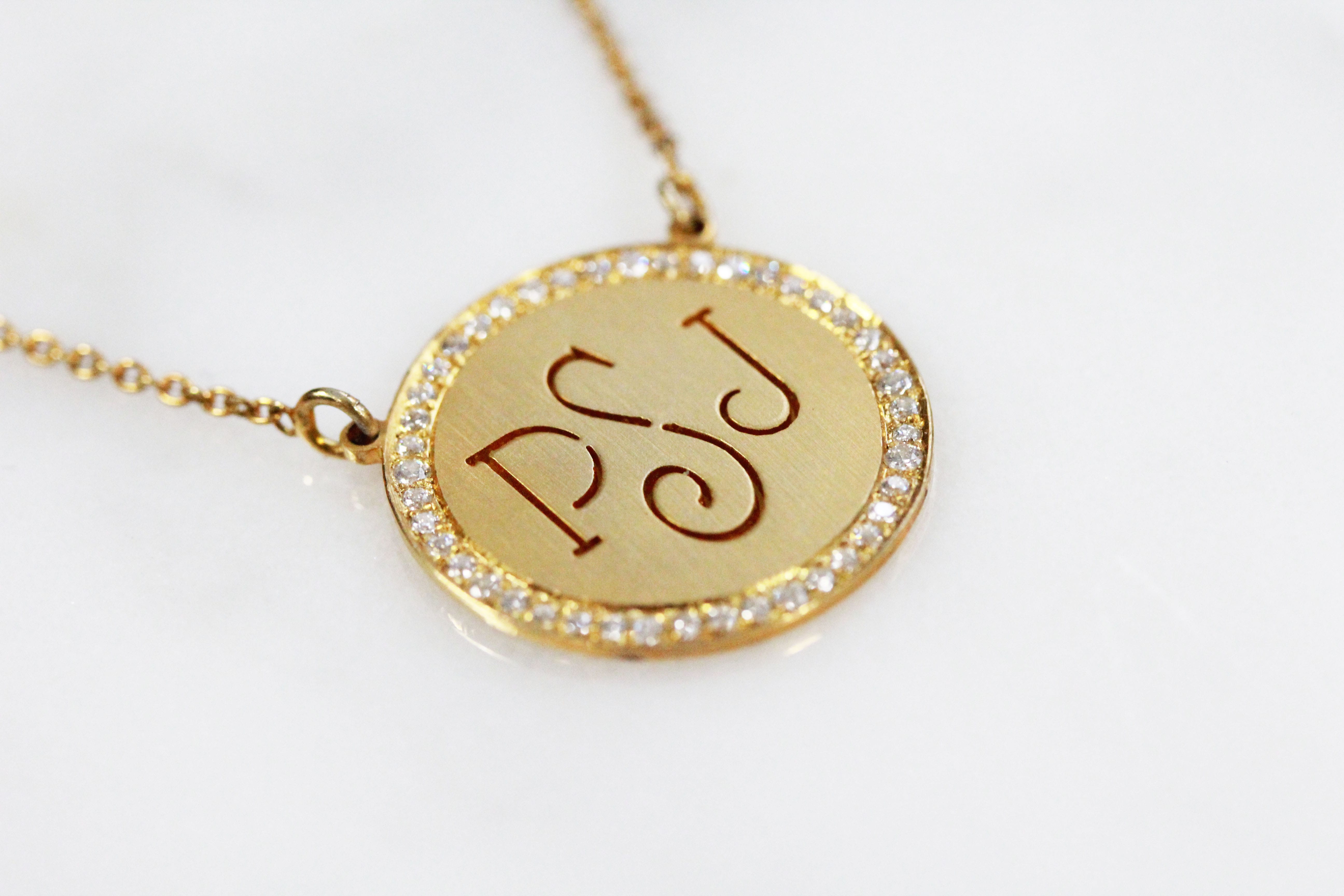 Diamond Medallion Monogram Necklace