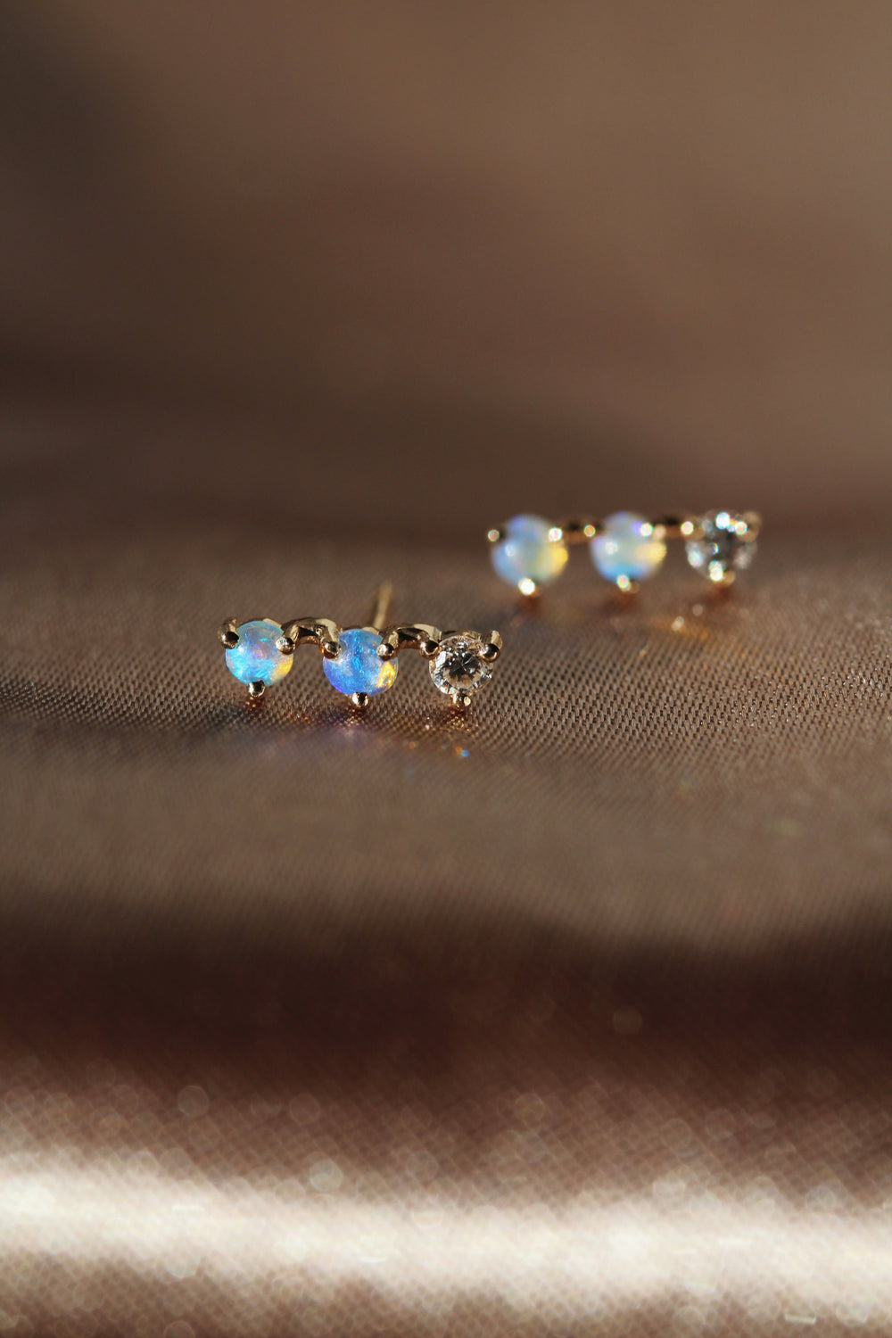 Handmade Opal Diamond Earrings