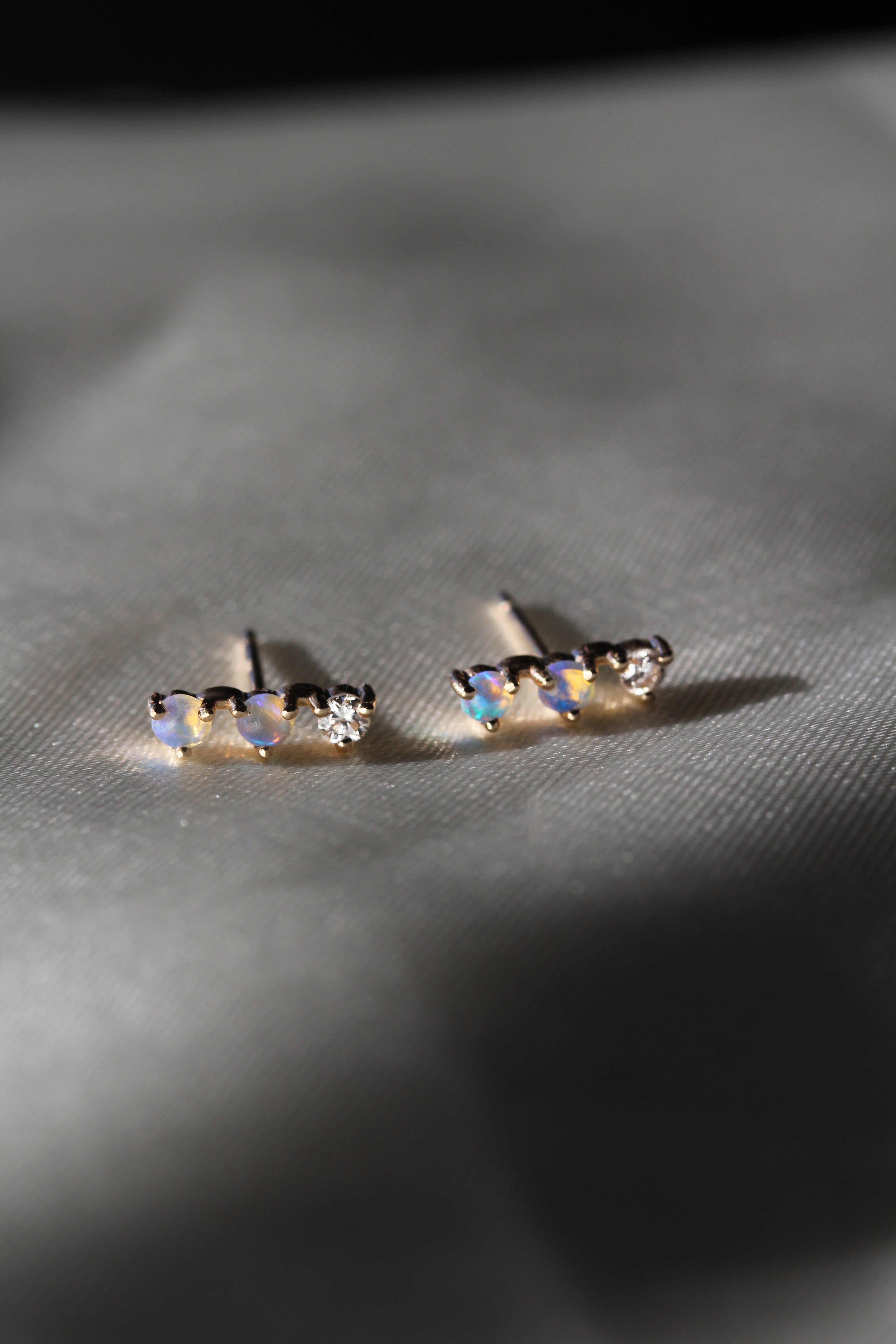 Handmade Opal Diamond Earrings