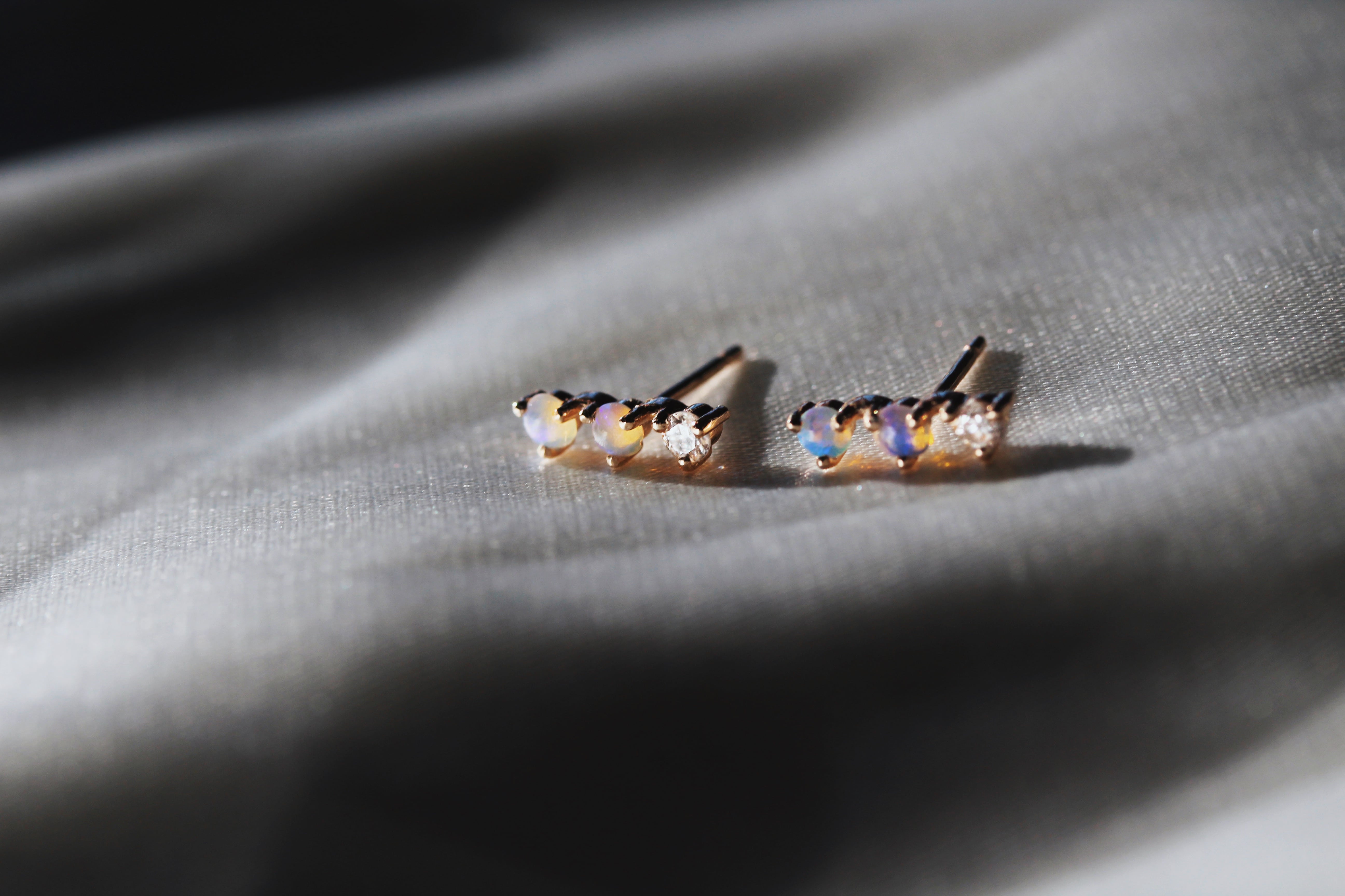 Handmade Opal Diamond Earrings