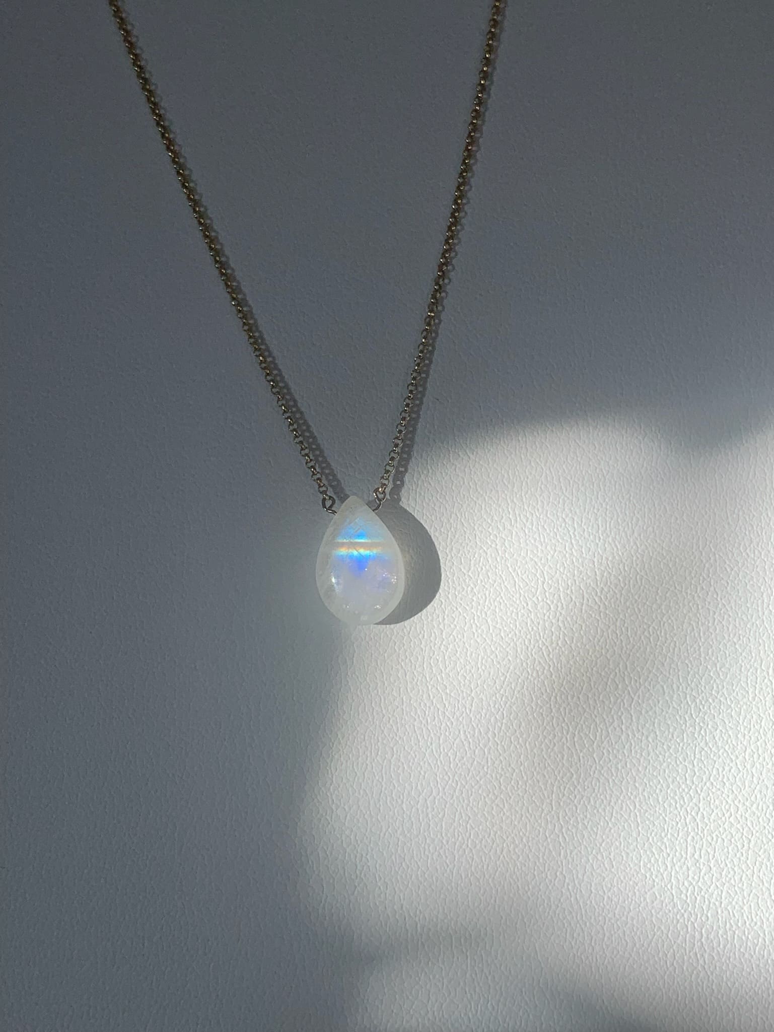 Solitaire Pear Moonstone Necklace