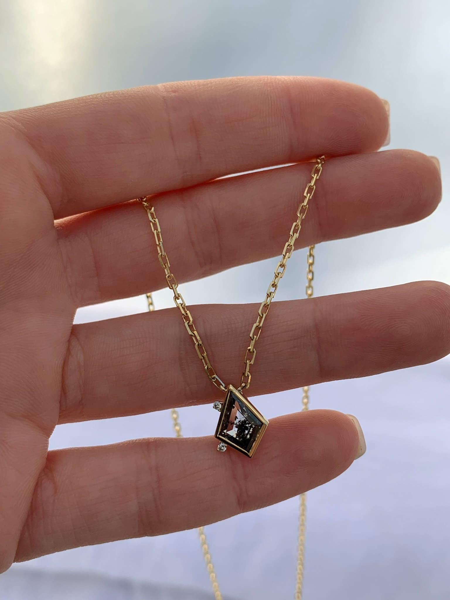 Salt & Pepper Kite Diamond Custom Necklace