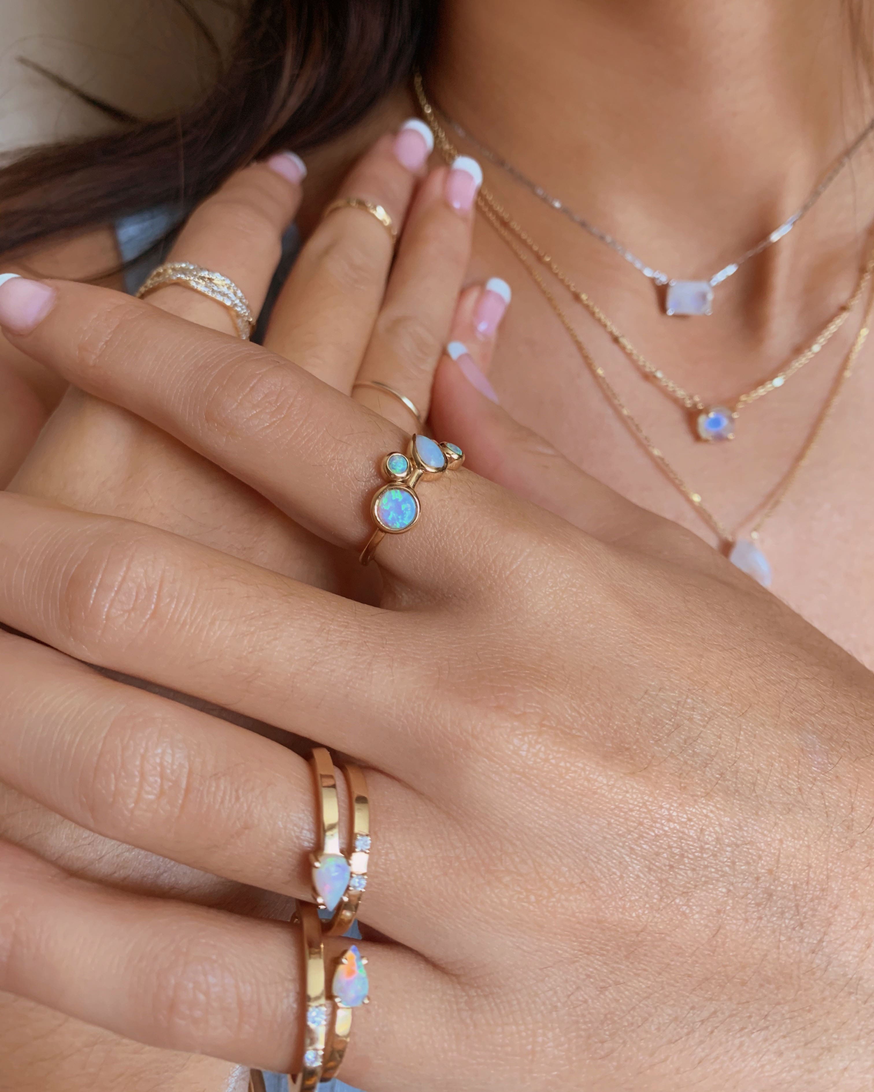 Indrani Opal and Diamond Double Ring