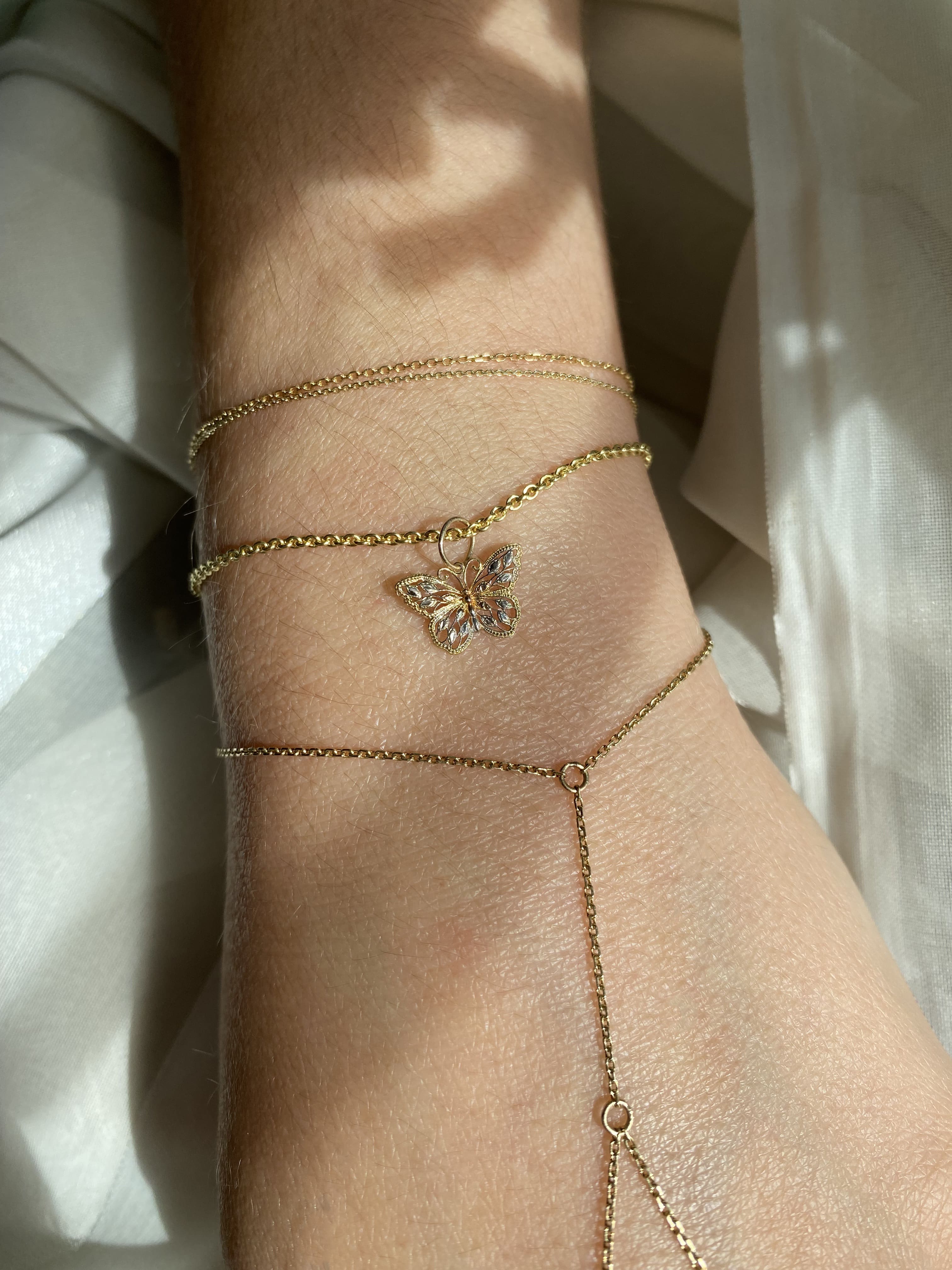 Mini Gold Butterfly Charm Bracelet