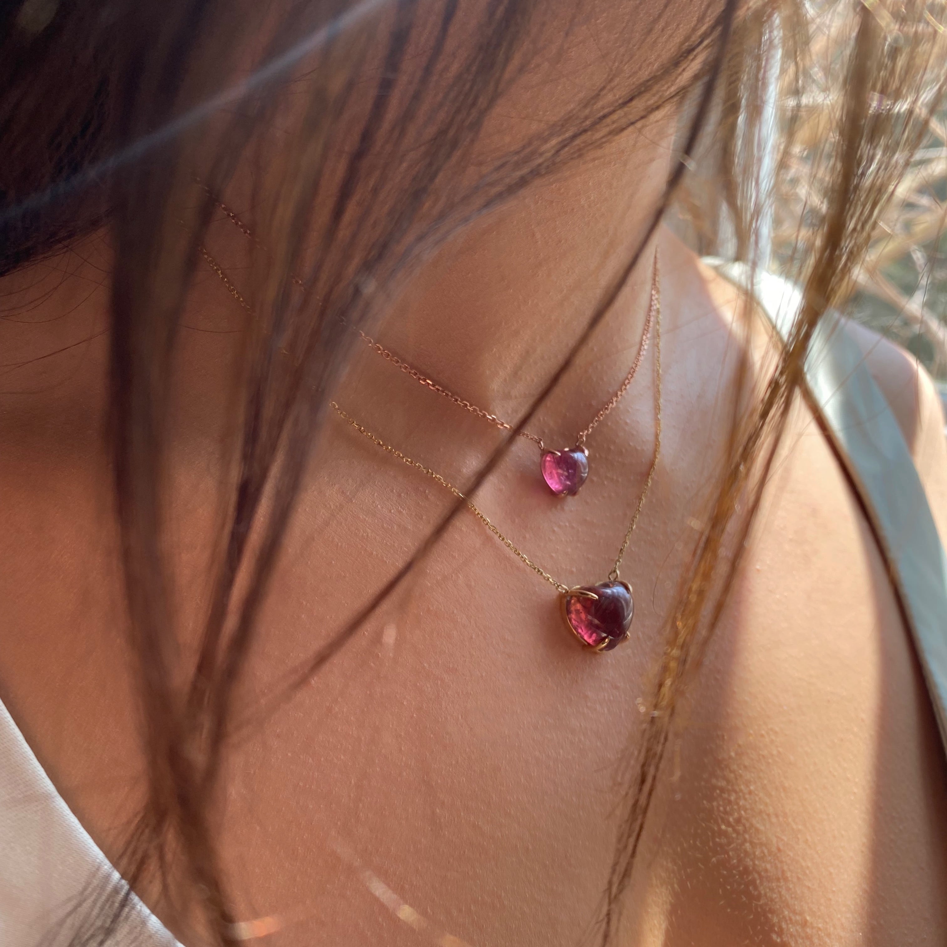 Solitaire Pink Tourmaline Heart Necklace