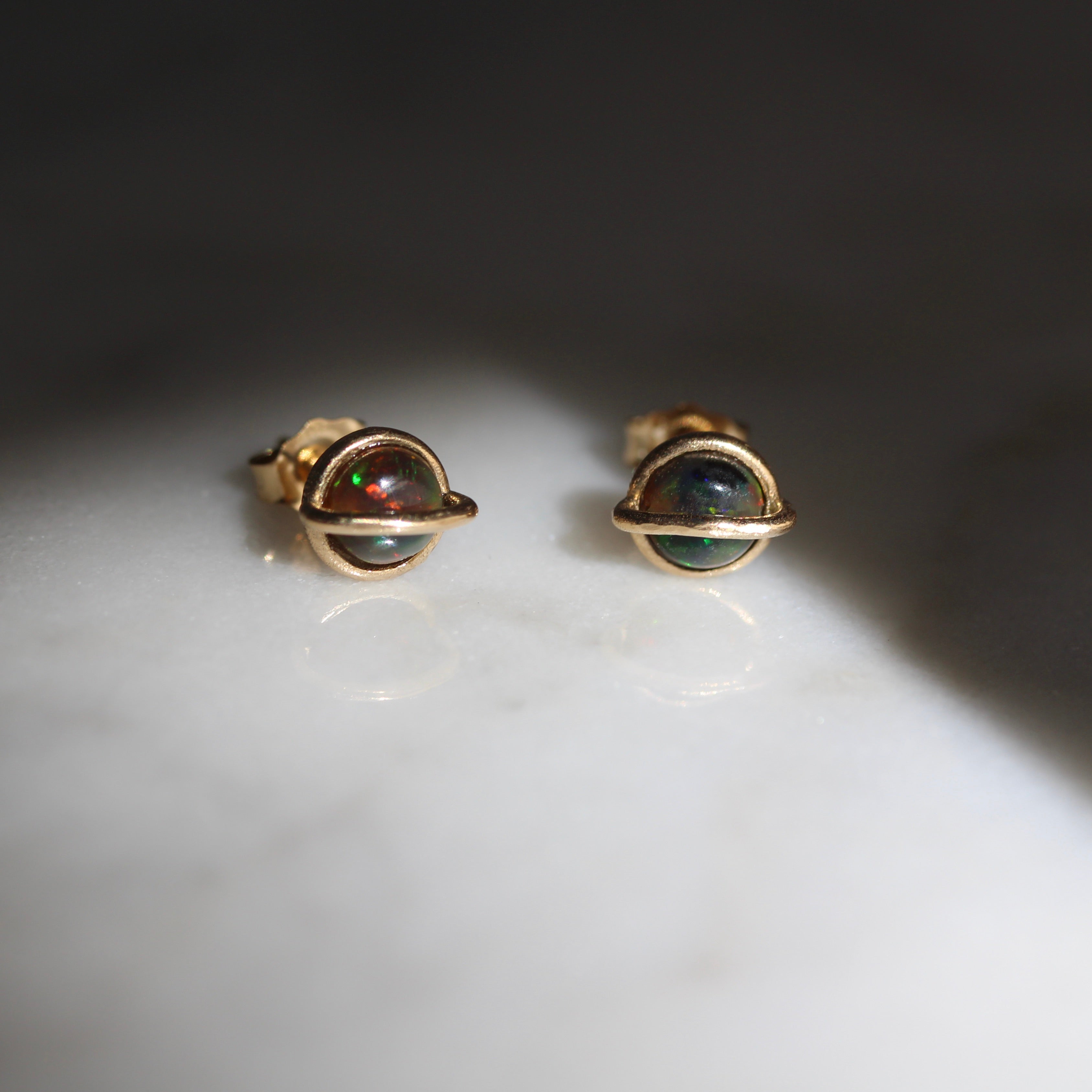 14k Gold Planet Opal Studs
