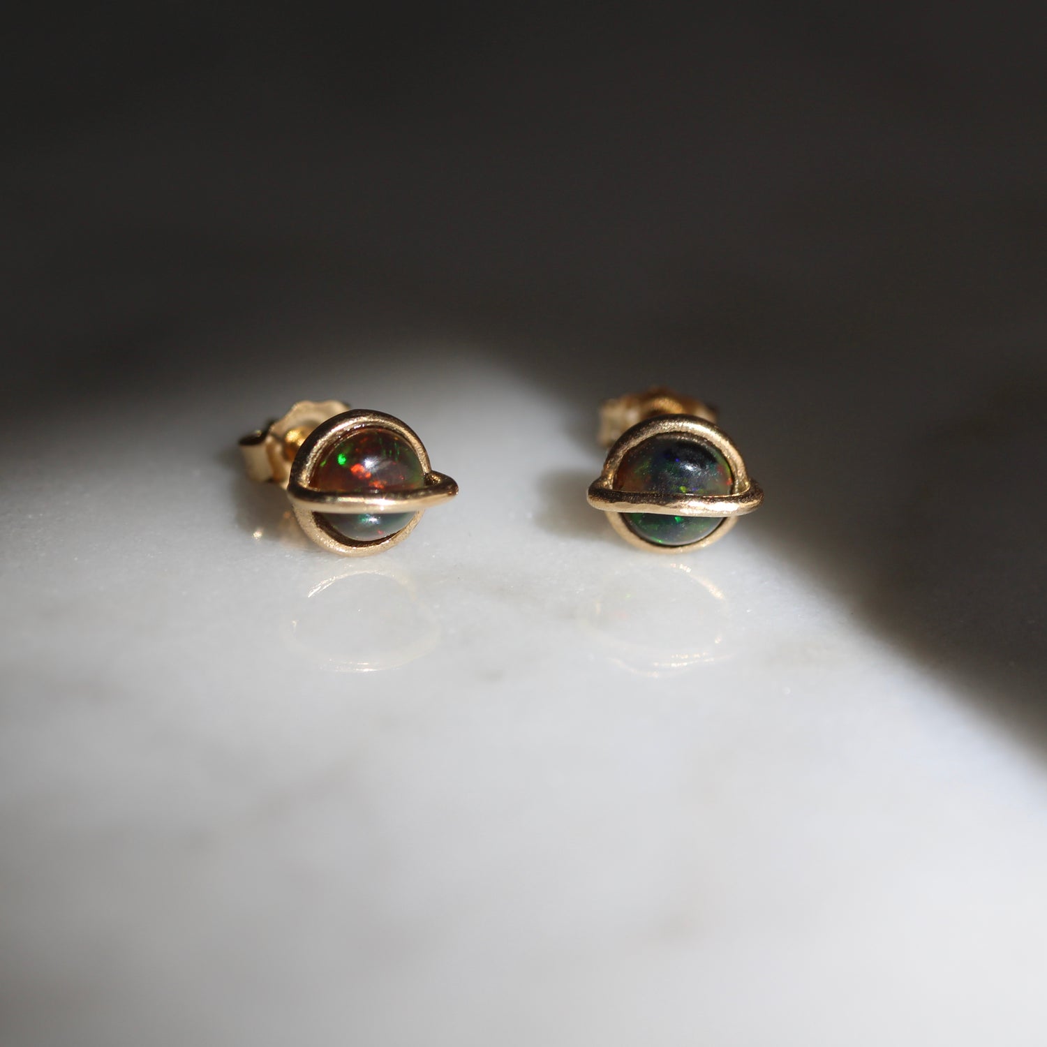 14k Gold Planet Opal Studs