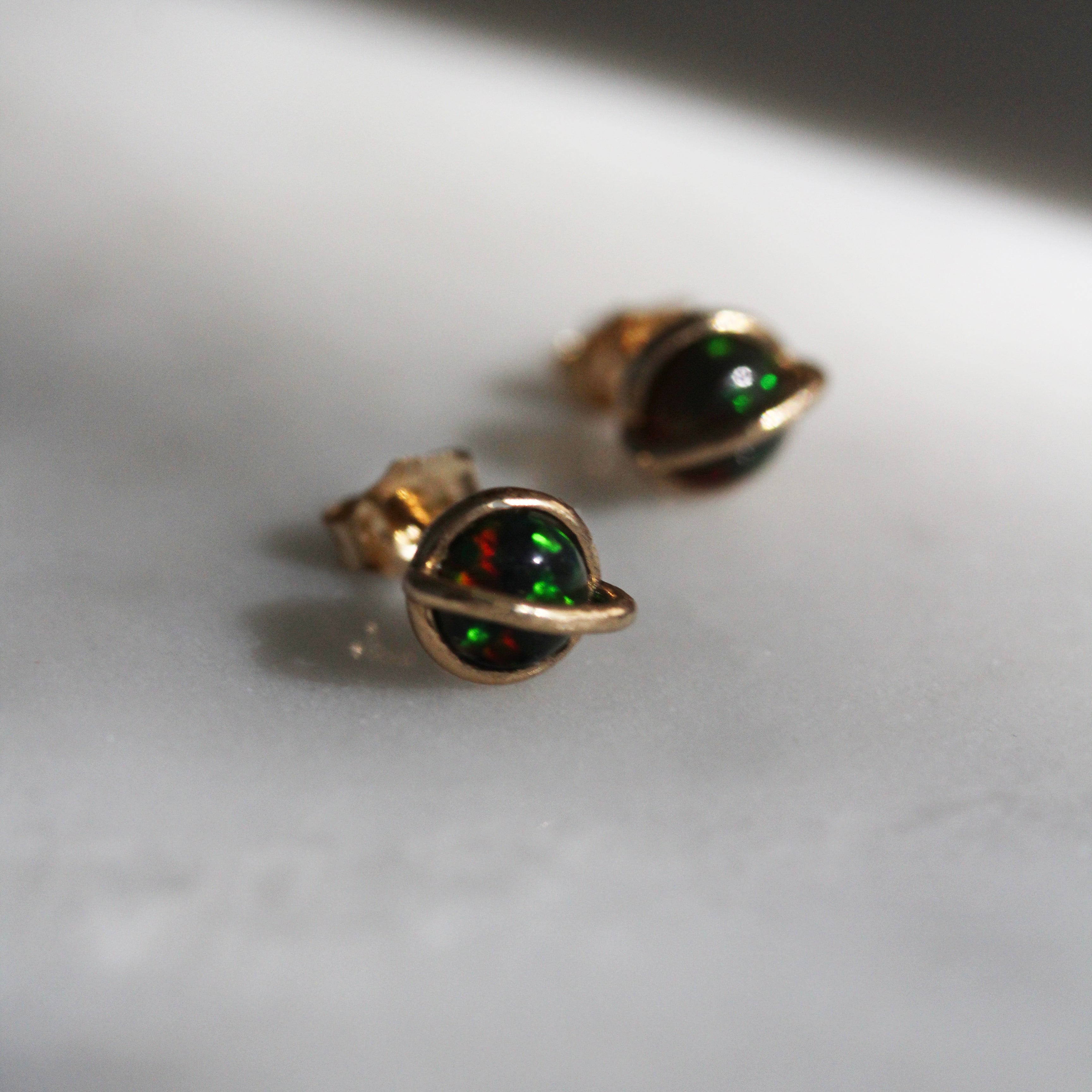 14k Gold Planet Opal Studs