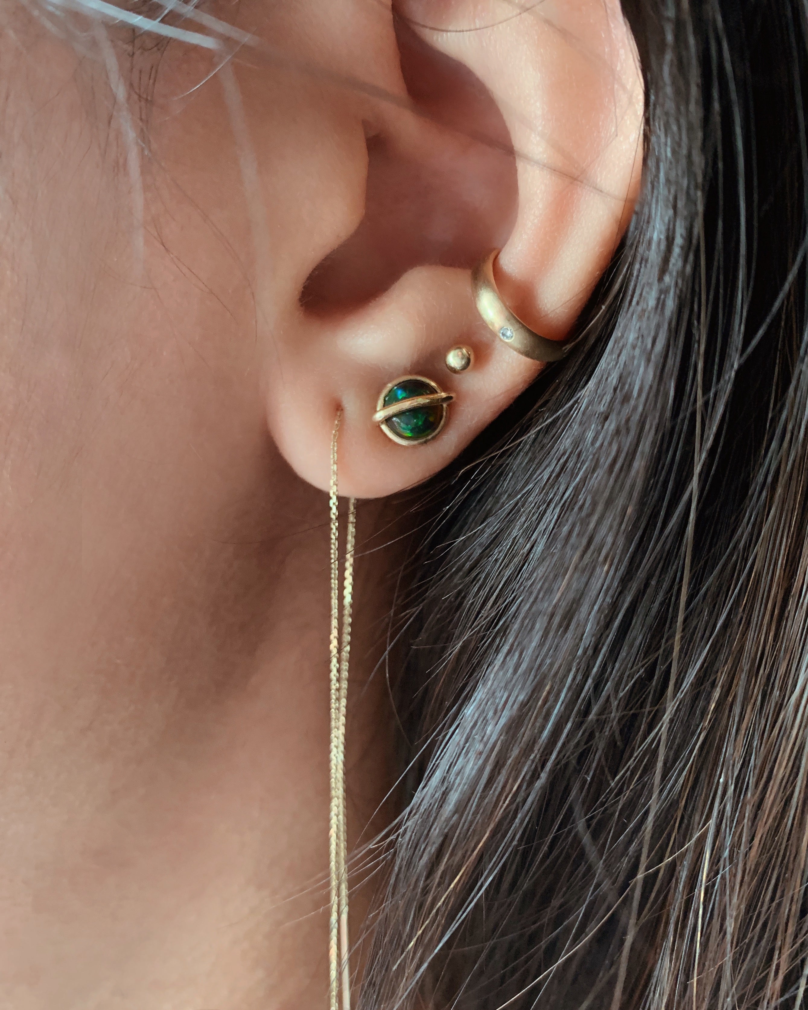14k Gold Planet Opal Studs