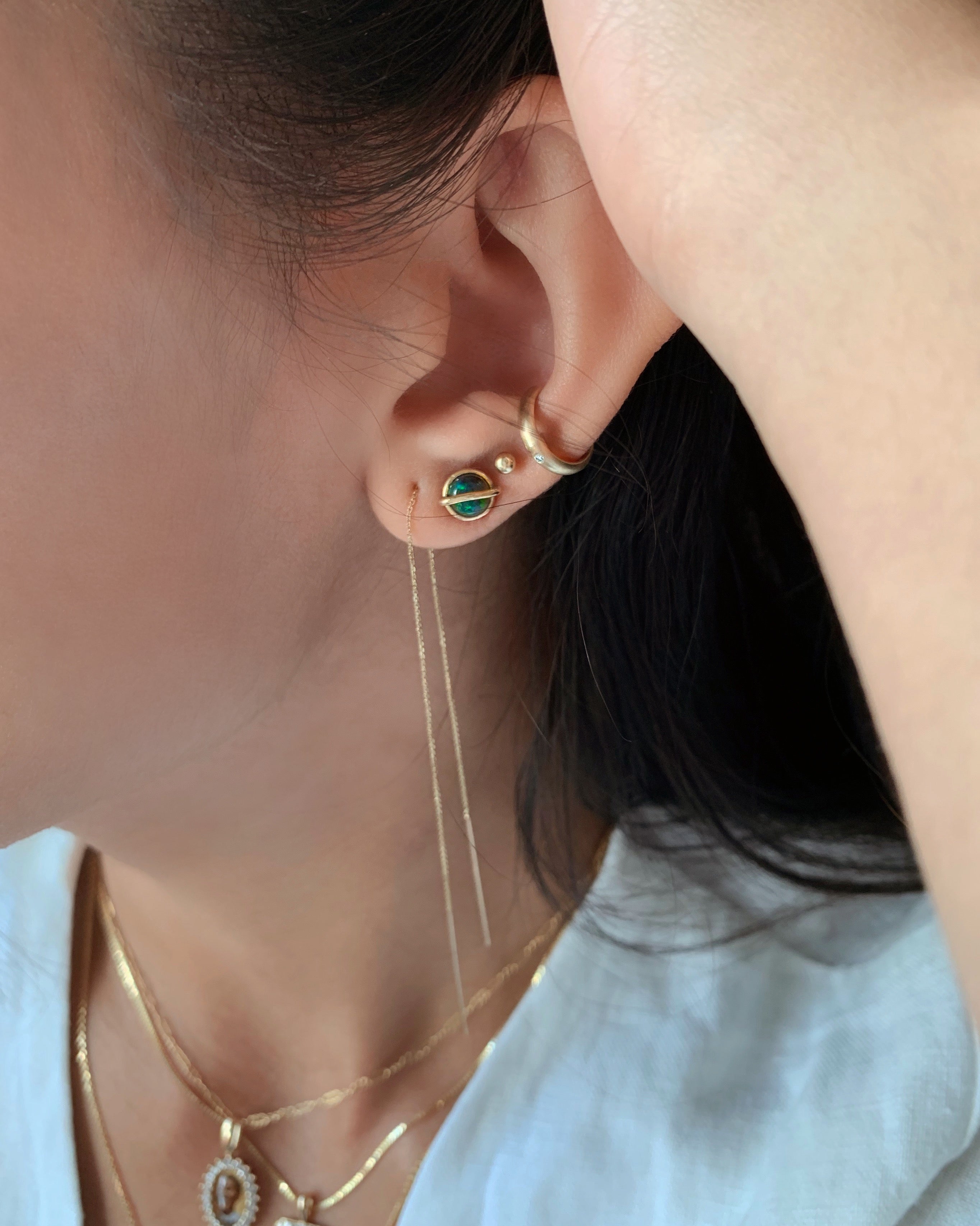14k Gold Planet Opal Studs