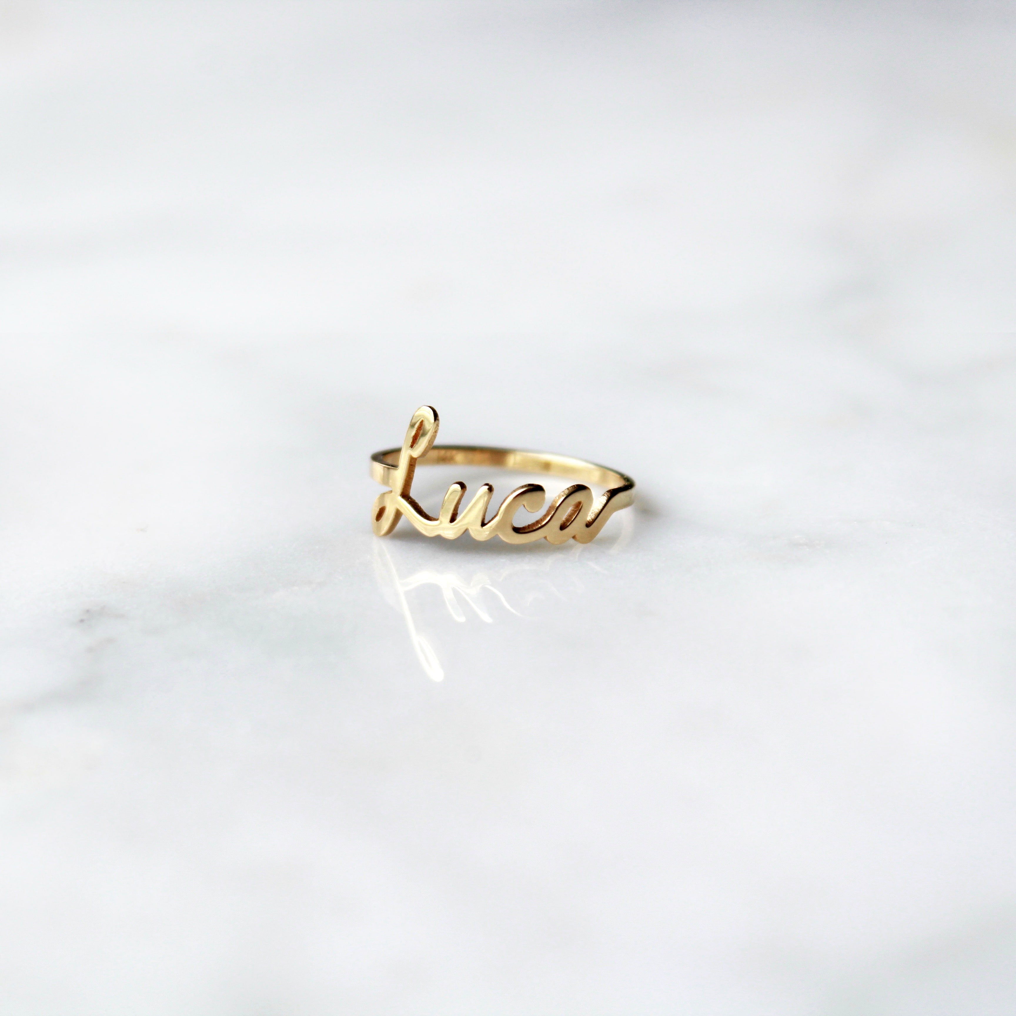 Engraved Elegance Gold Name Ring