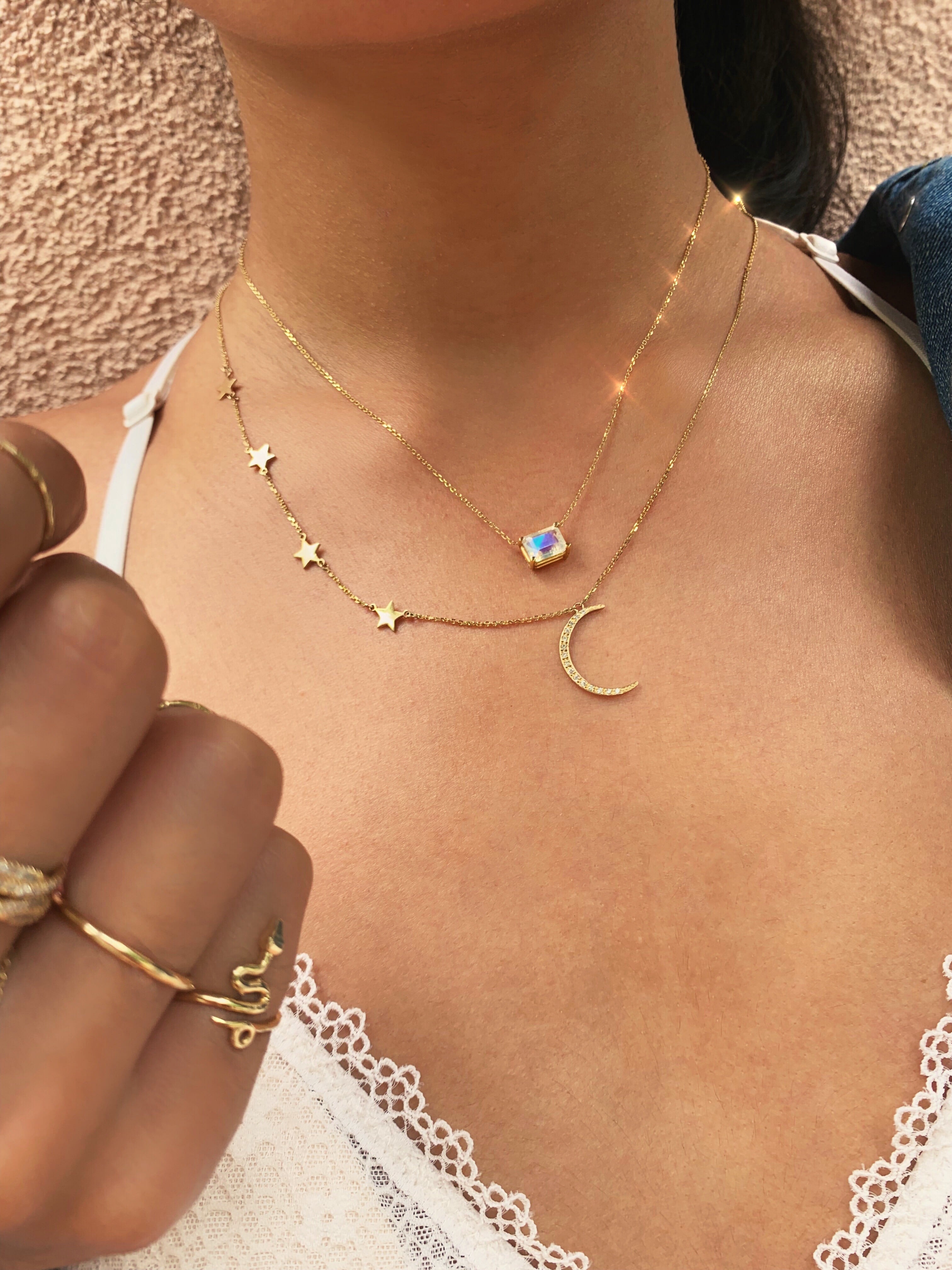 Solitaire Moonstone Necklace