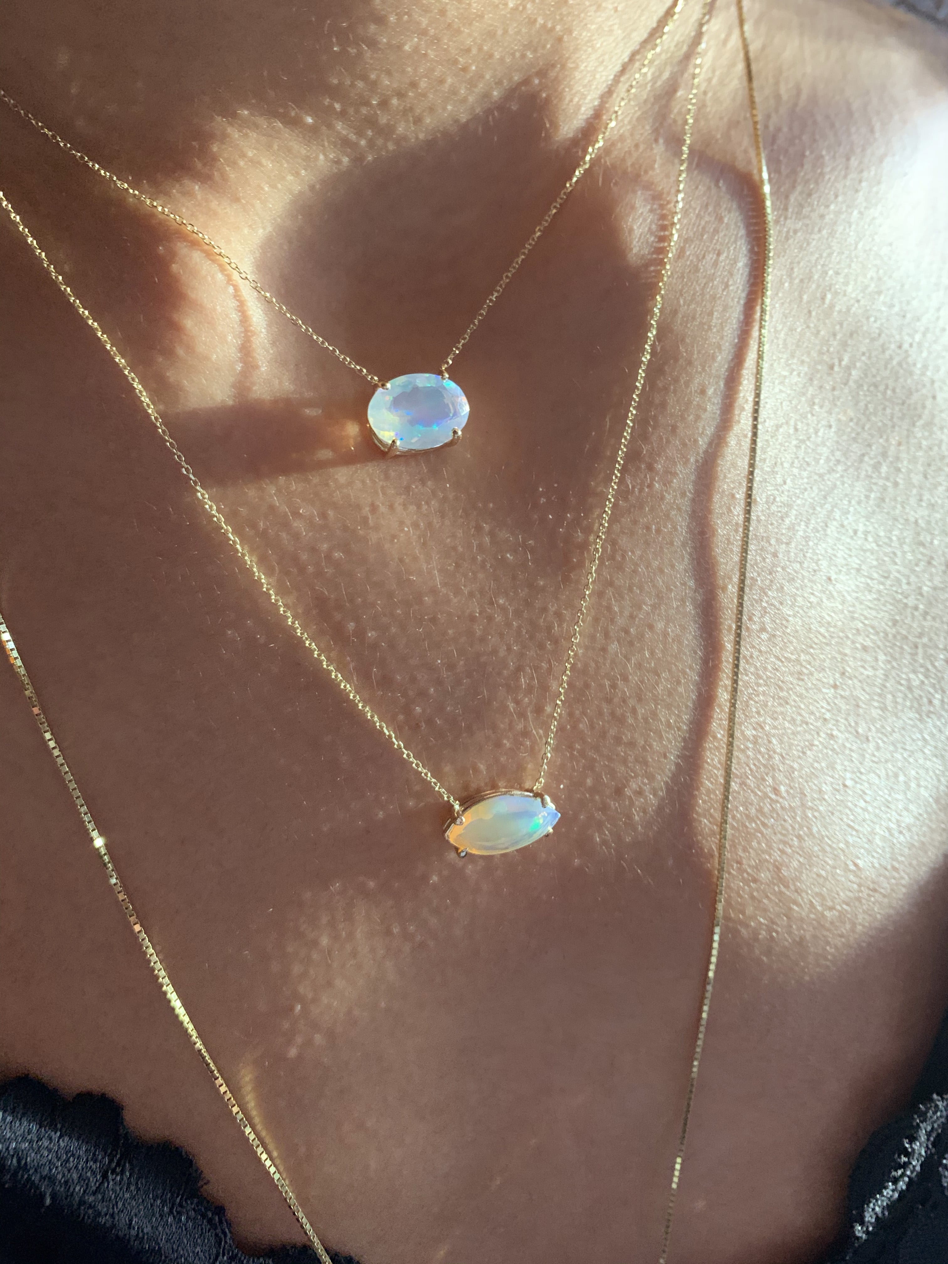 Solitaire Marquise Opal Necklace