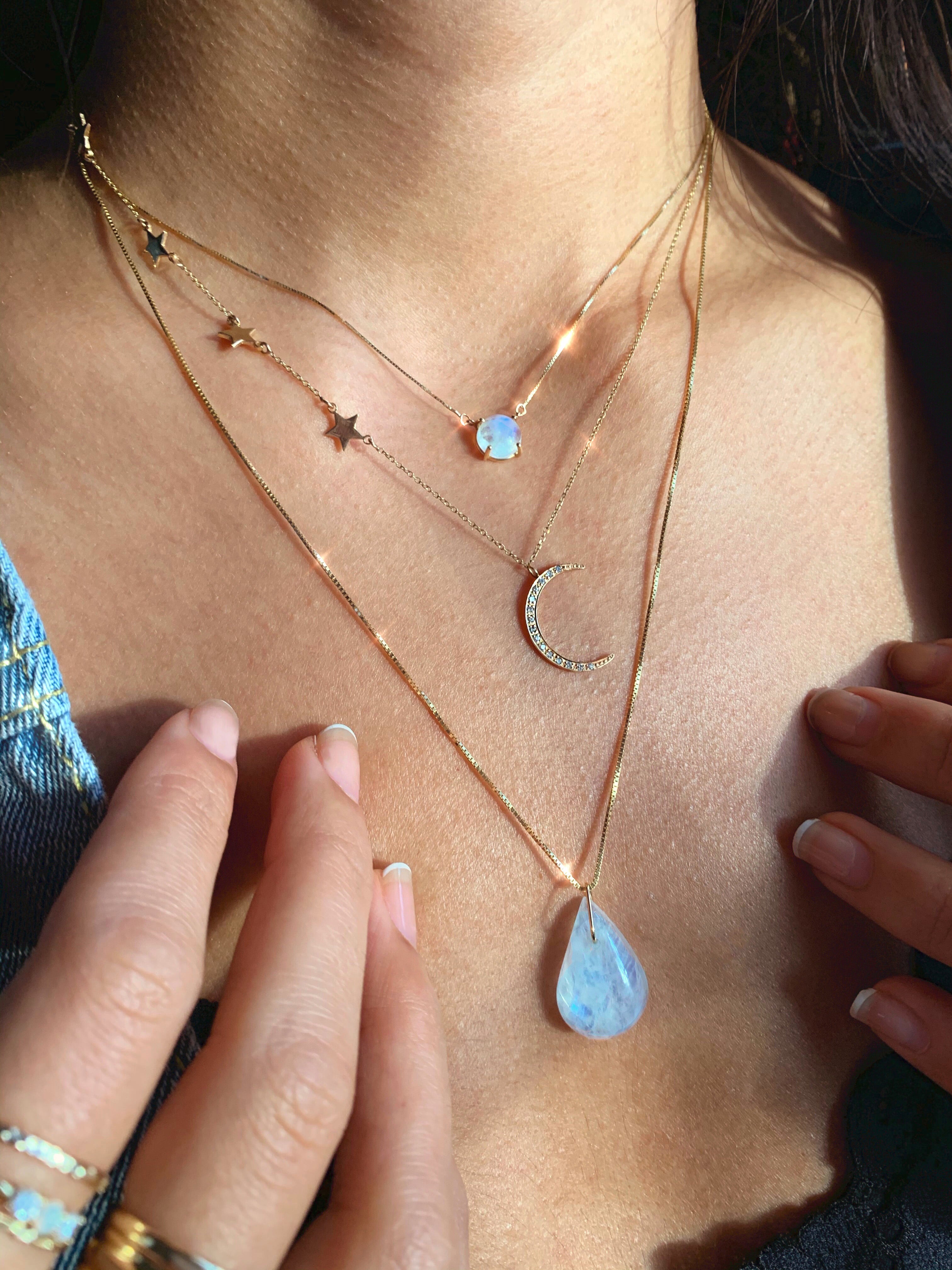 Solitaire Pear Moonstone Necklace