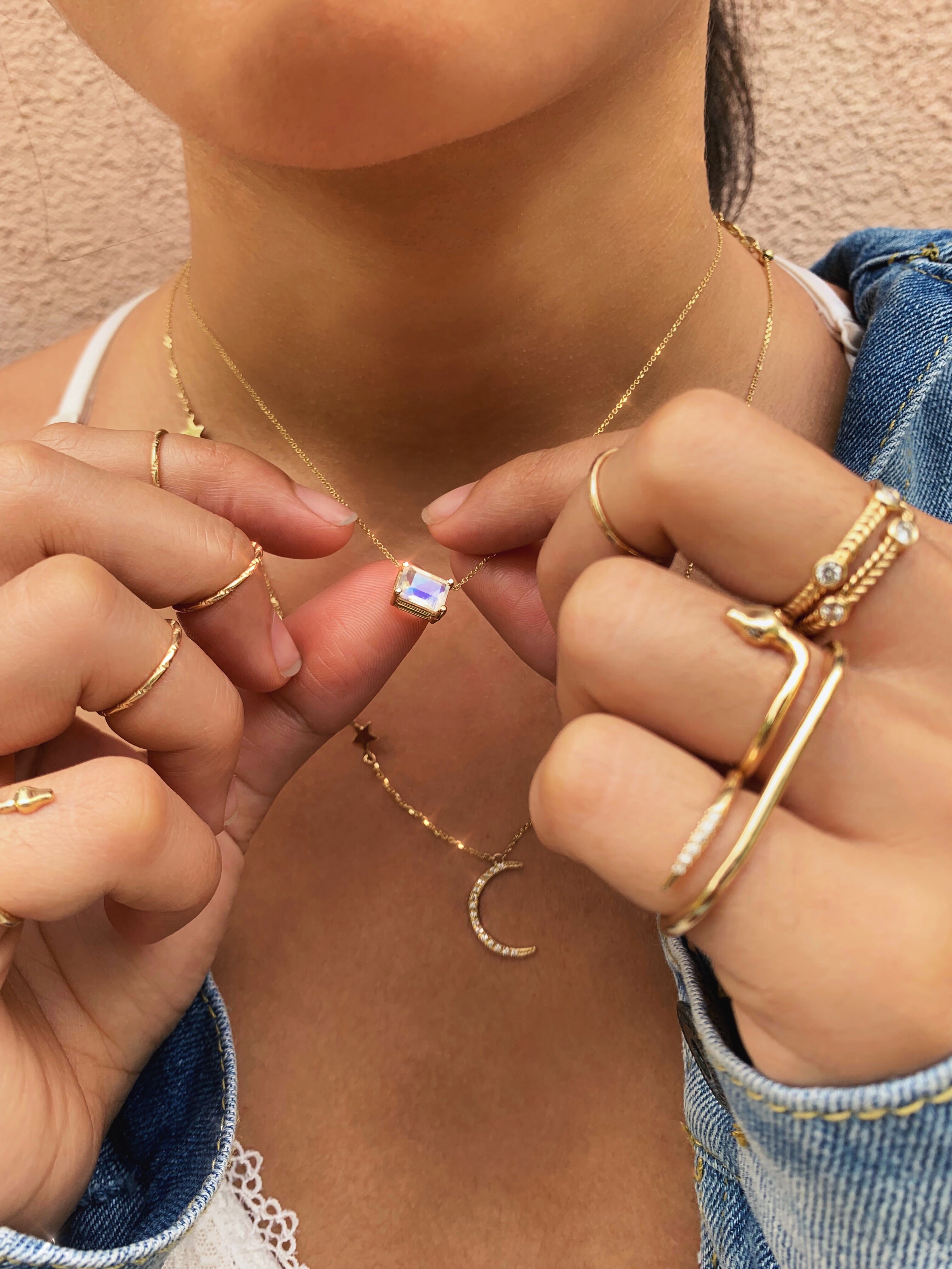 Solitaire Moonstone Necklace