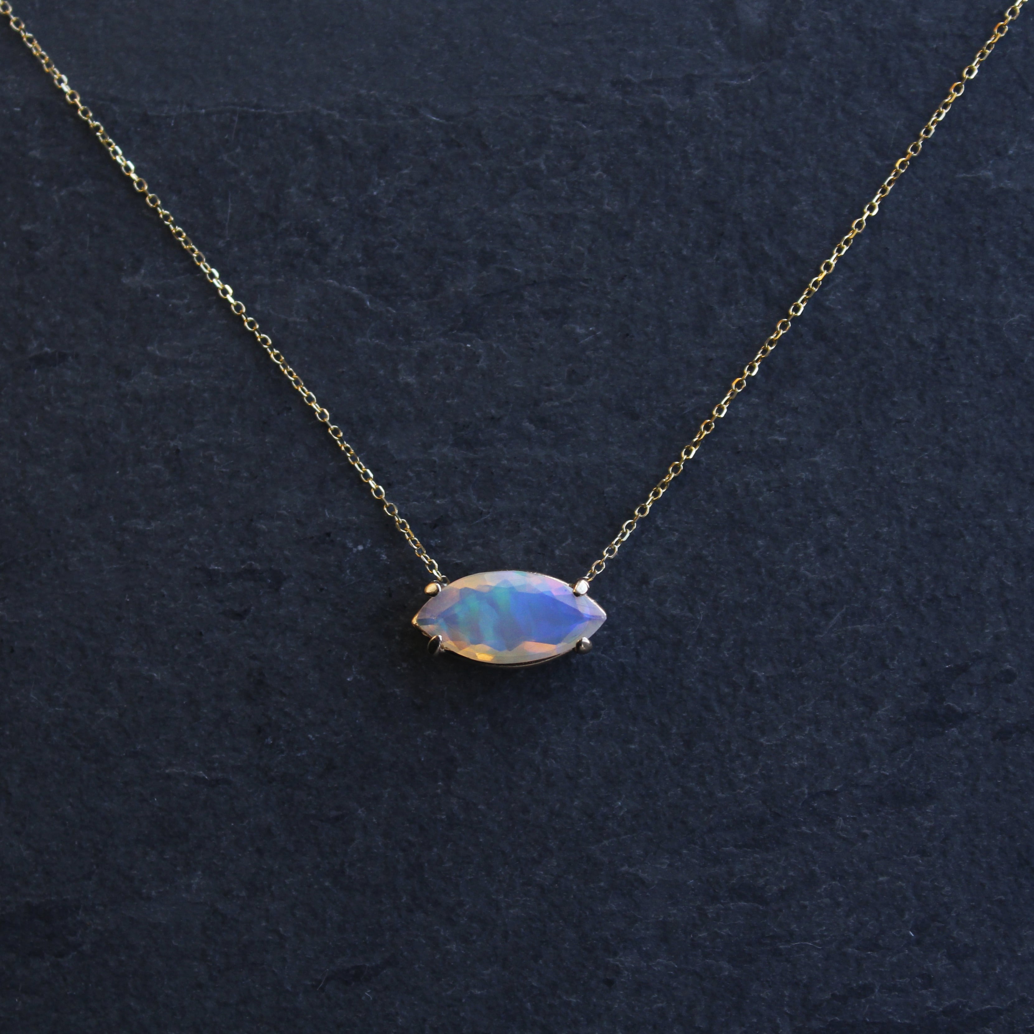 Solitaire Marquise Opal Necklace