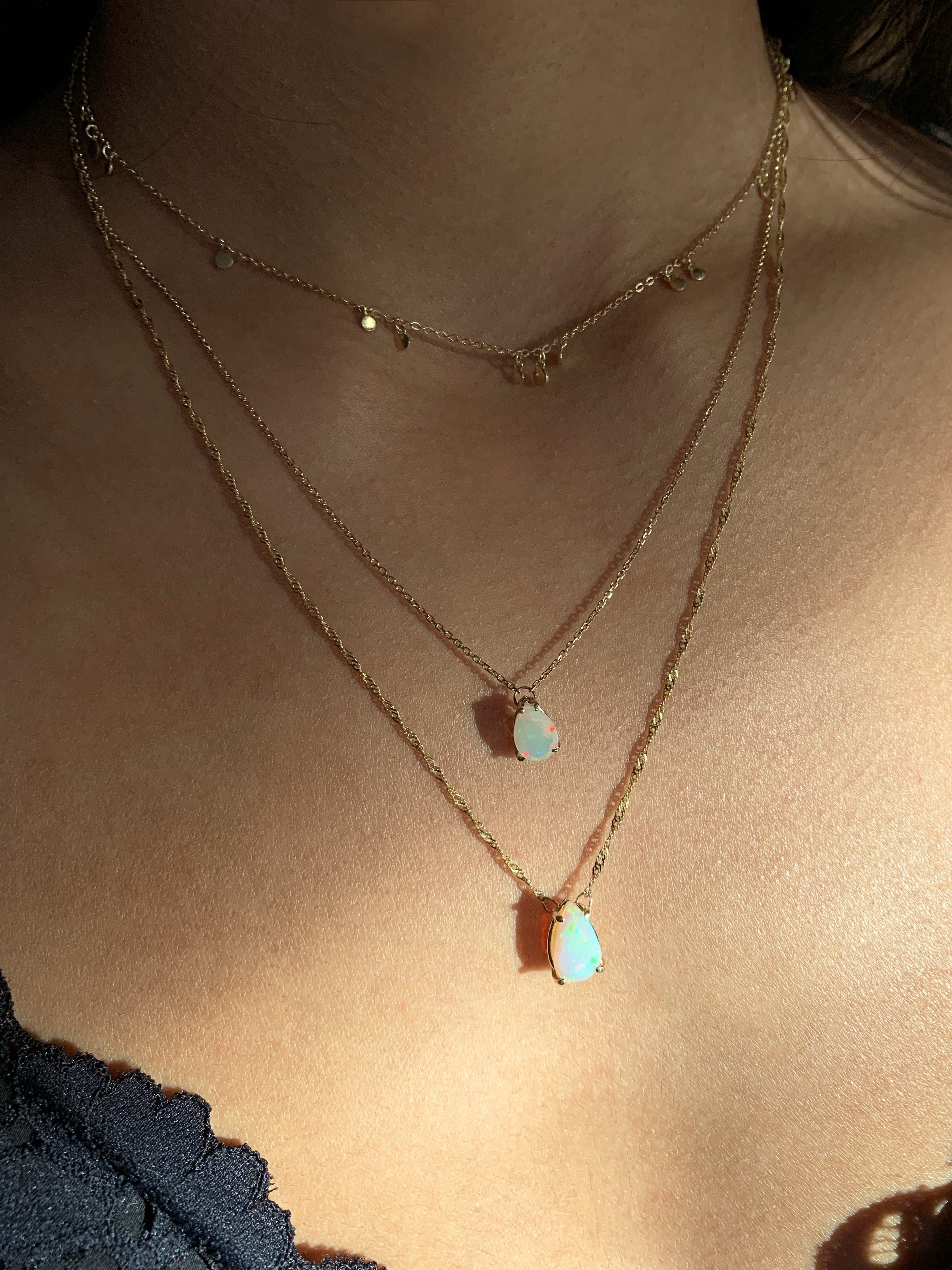 Solitaire Pear Opal Necklace